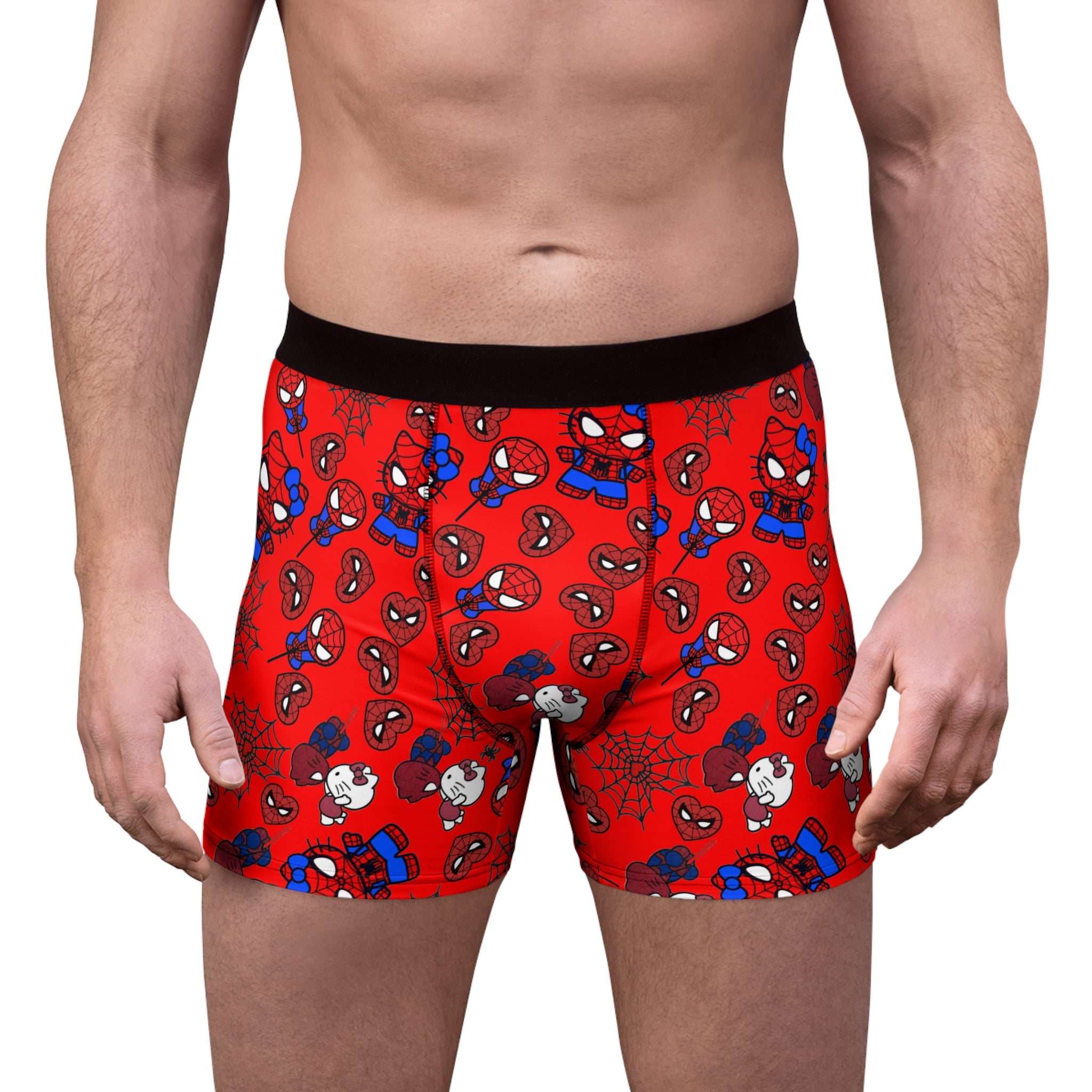 Men's boxer briefs spider kitty heart kiss red