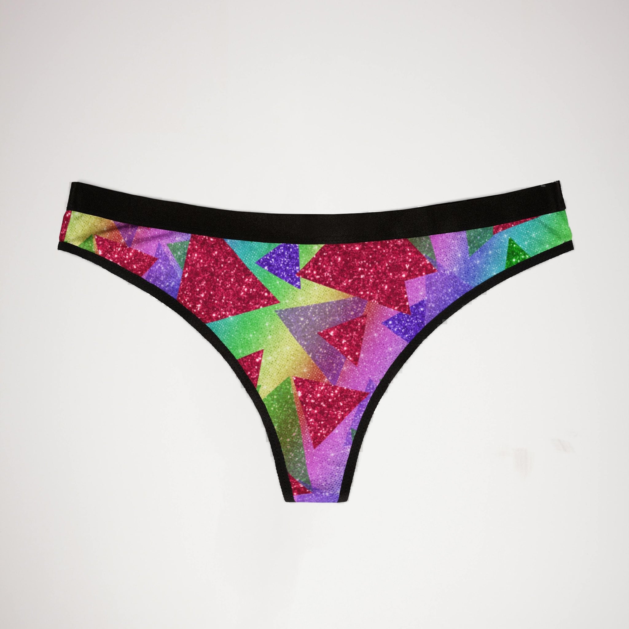 Women's thongs rainbow glitter