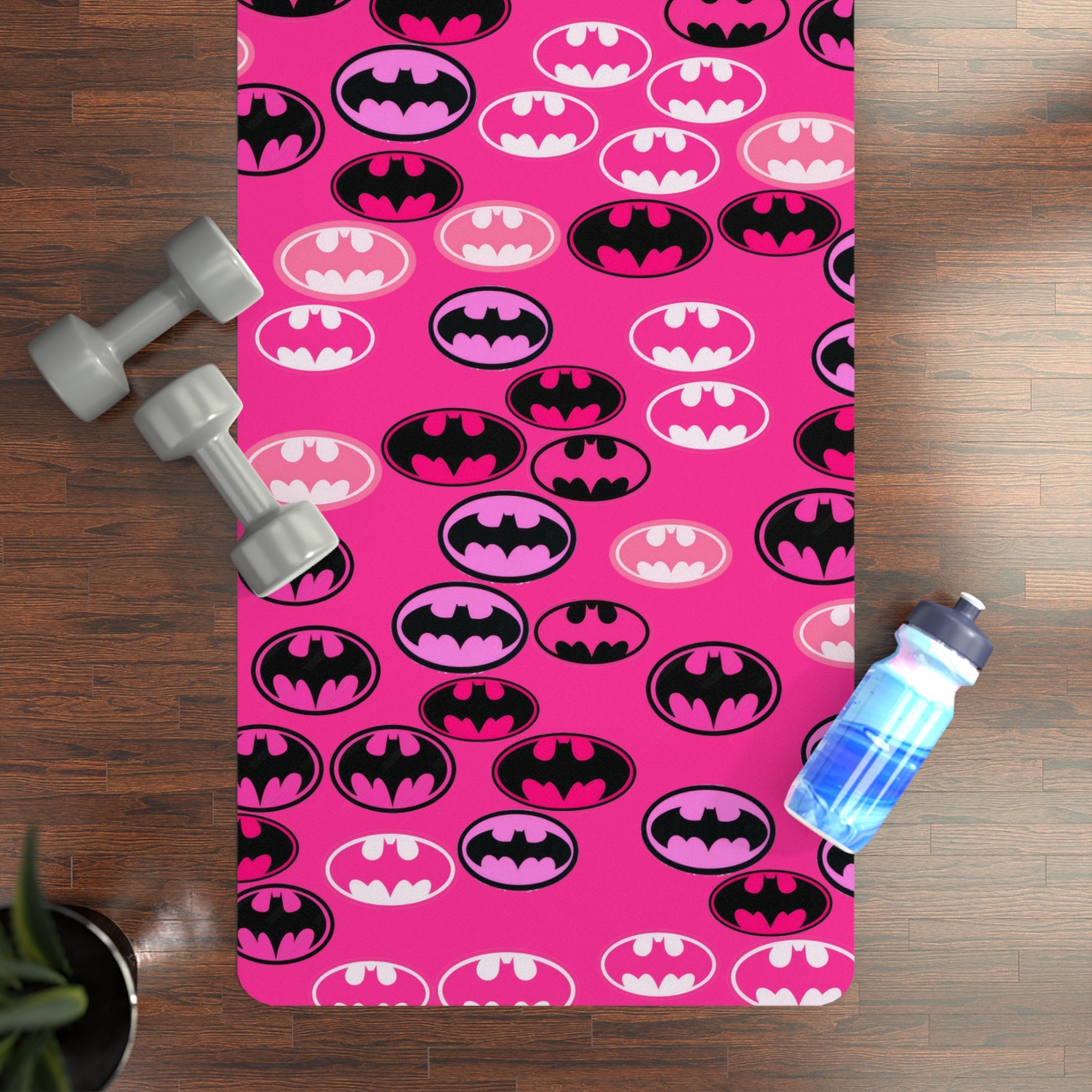 Rubber yoga mat batman rose valentine love pink