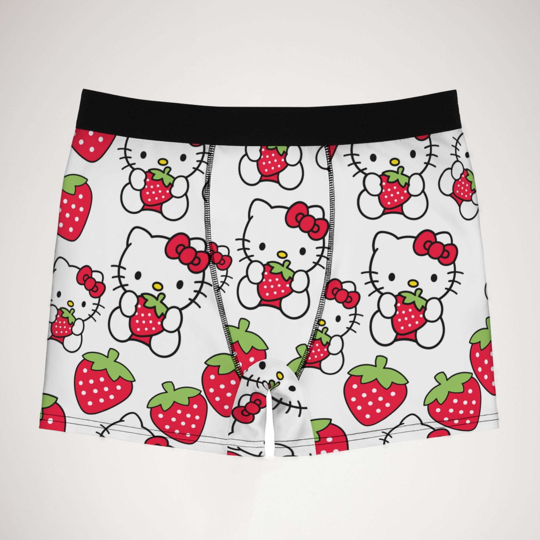 Men's boxer briefs kitty strawberry valentine love white