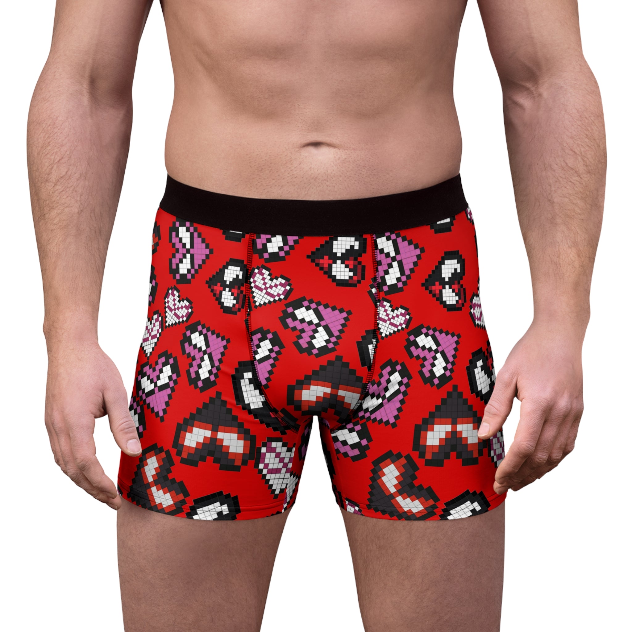 Men's boxer briefs spider hearts pixel red