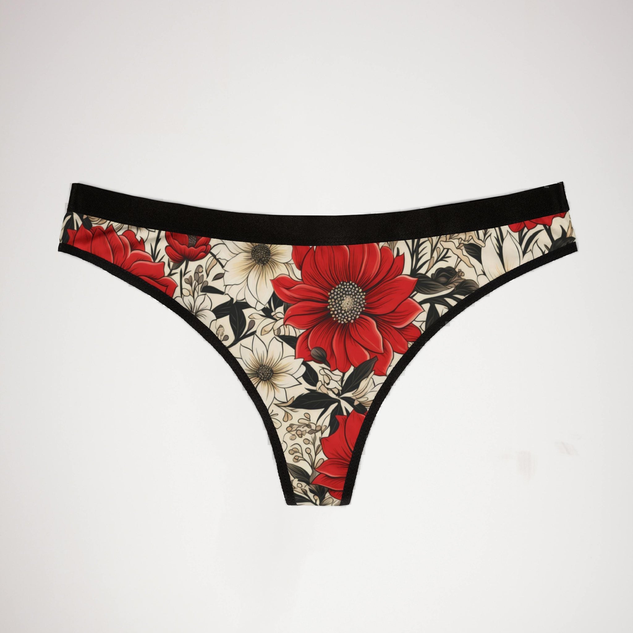 Women's thongs cute red flowers