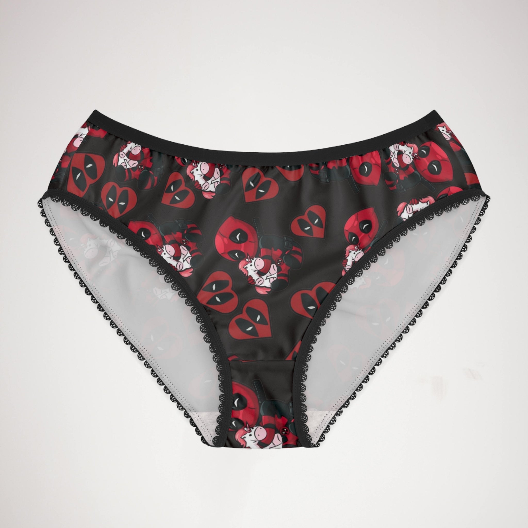 Women's briefs deadpool unicorn hearts valentine love black