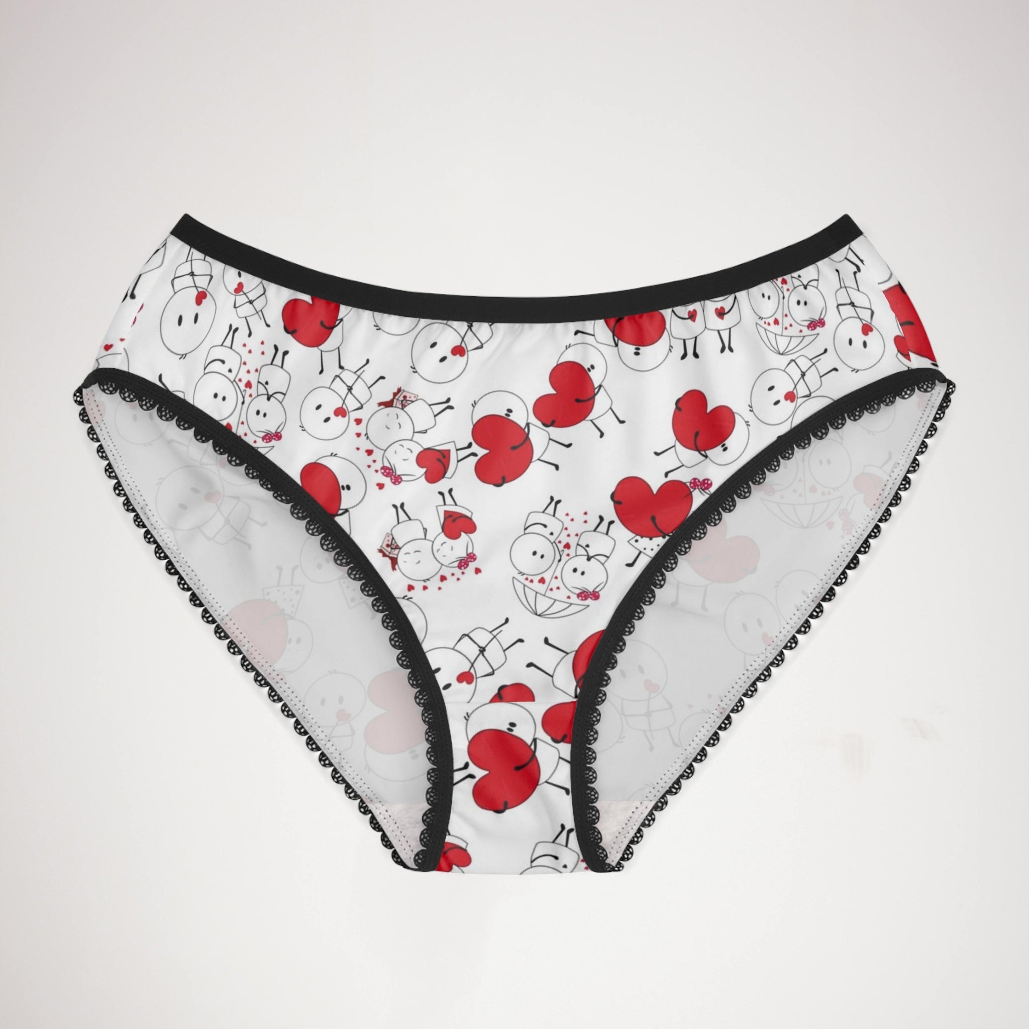 Women's briefs cute valentine love white