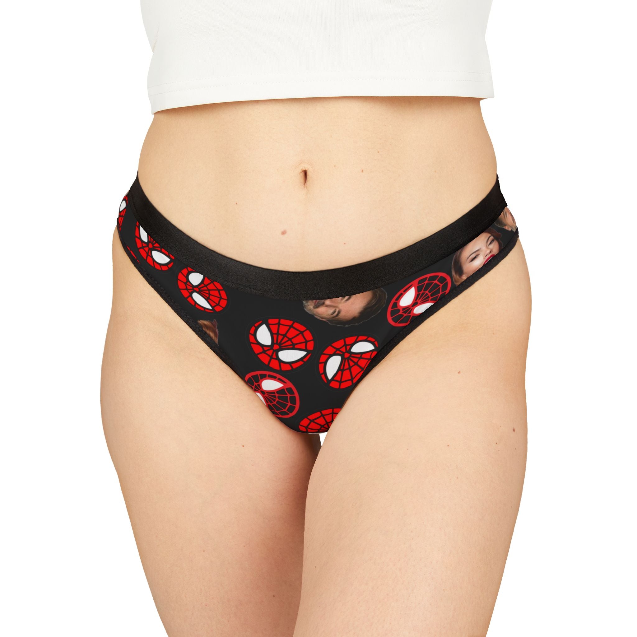 Women's thongs spider circle his her faces black