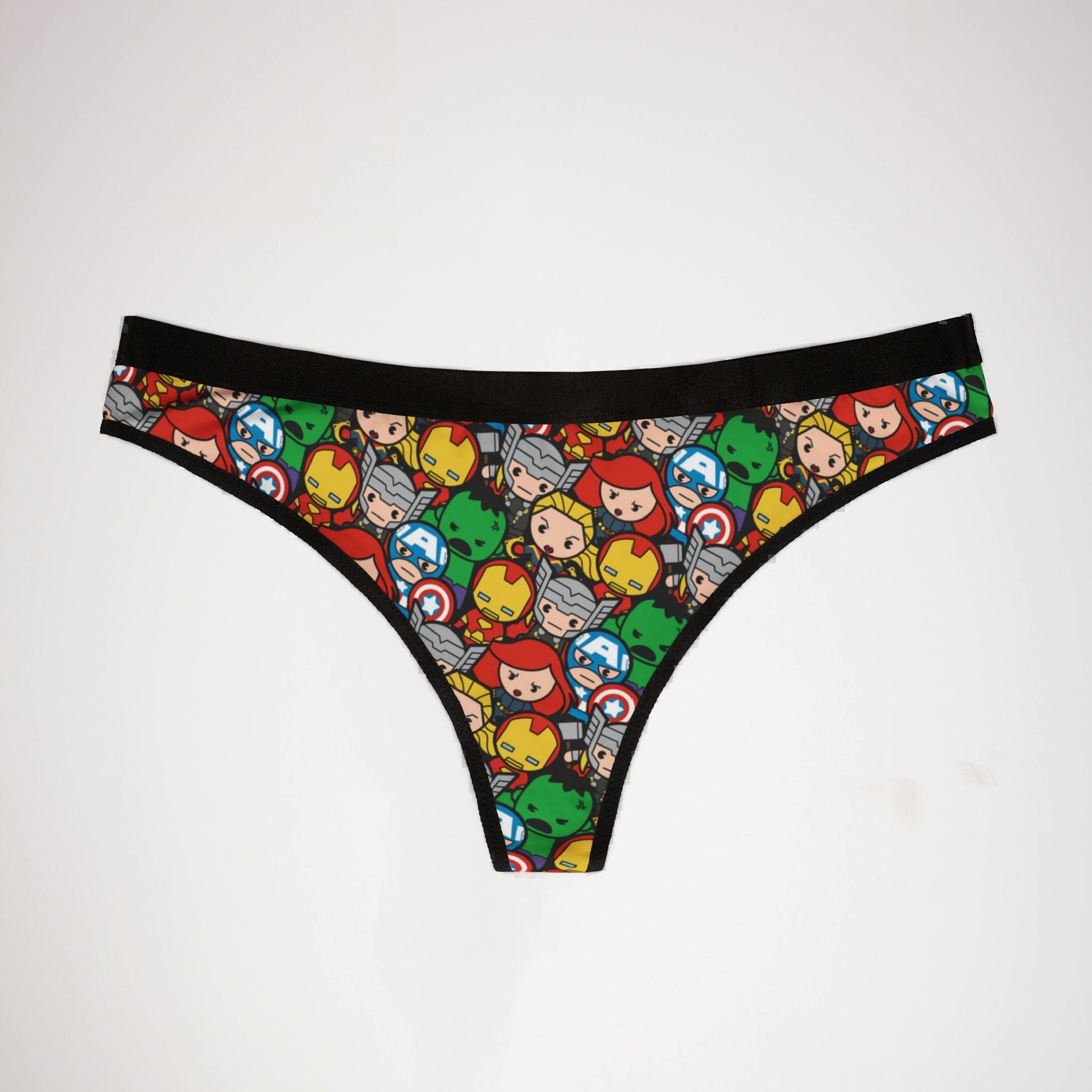 Women's thongs marvel avengers black