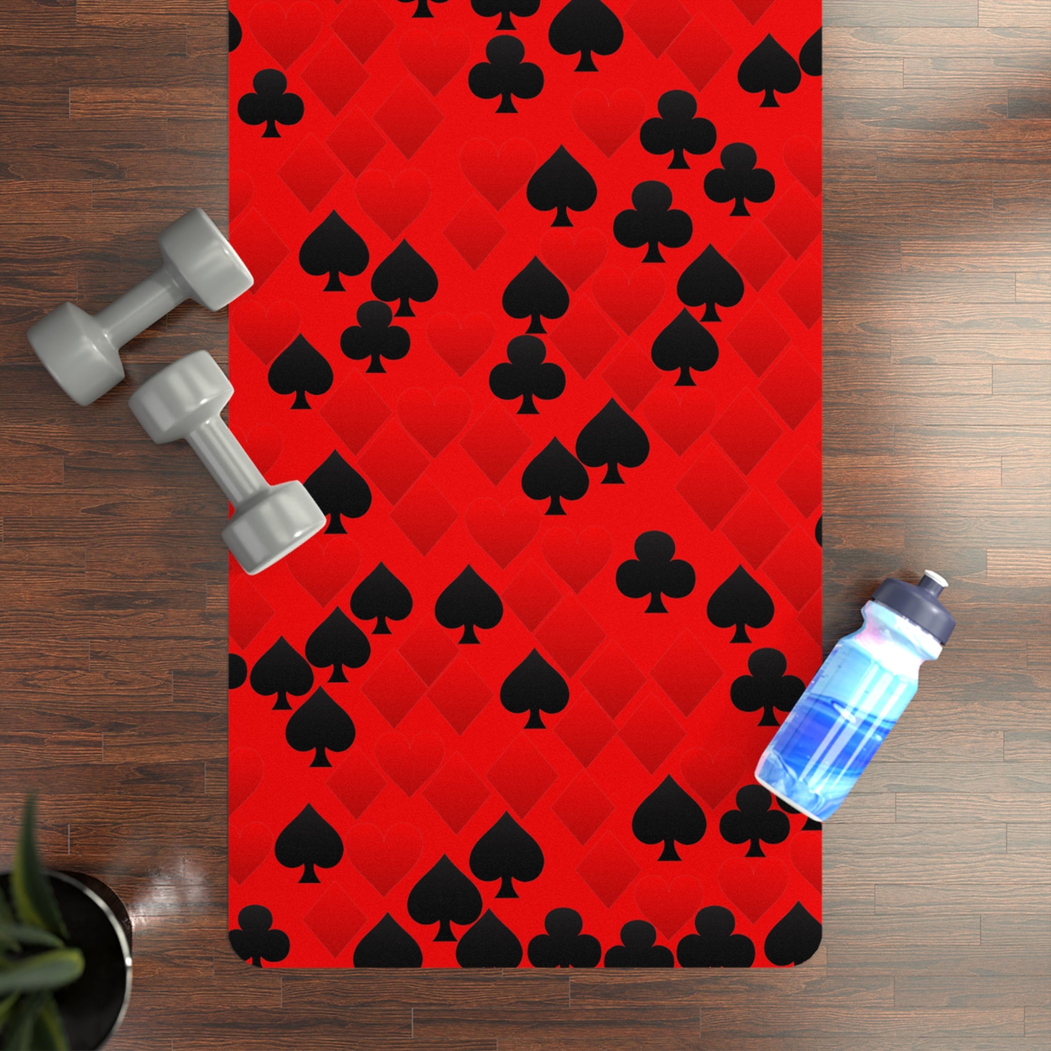 Rubber yoga mat playing cards spades hearts diamonds clubs valentine love red