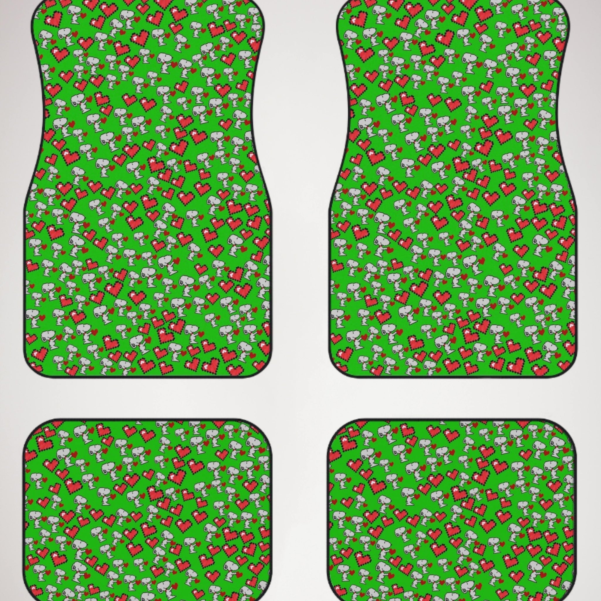 Car mats (set of 4) snoopy hearts valentine green