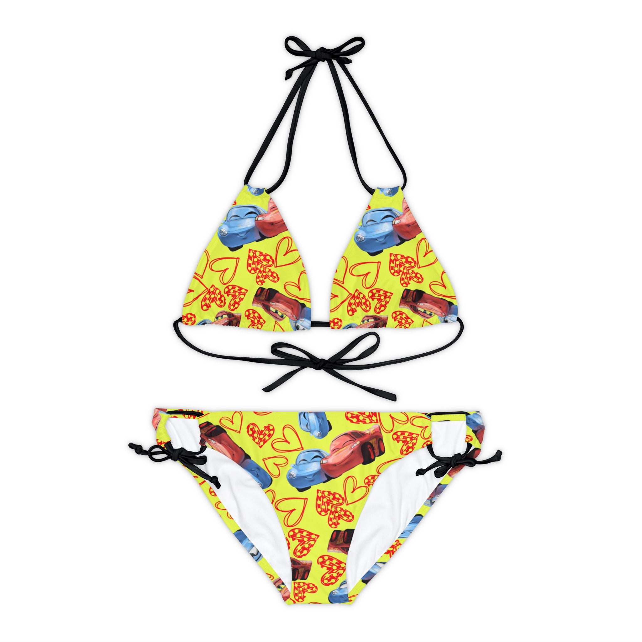 Strappy bikini set mcqueen couples hearts yellow