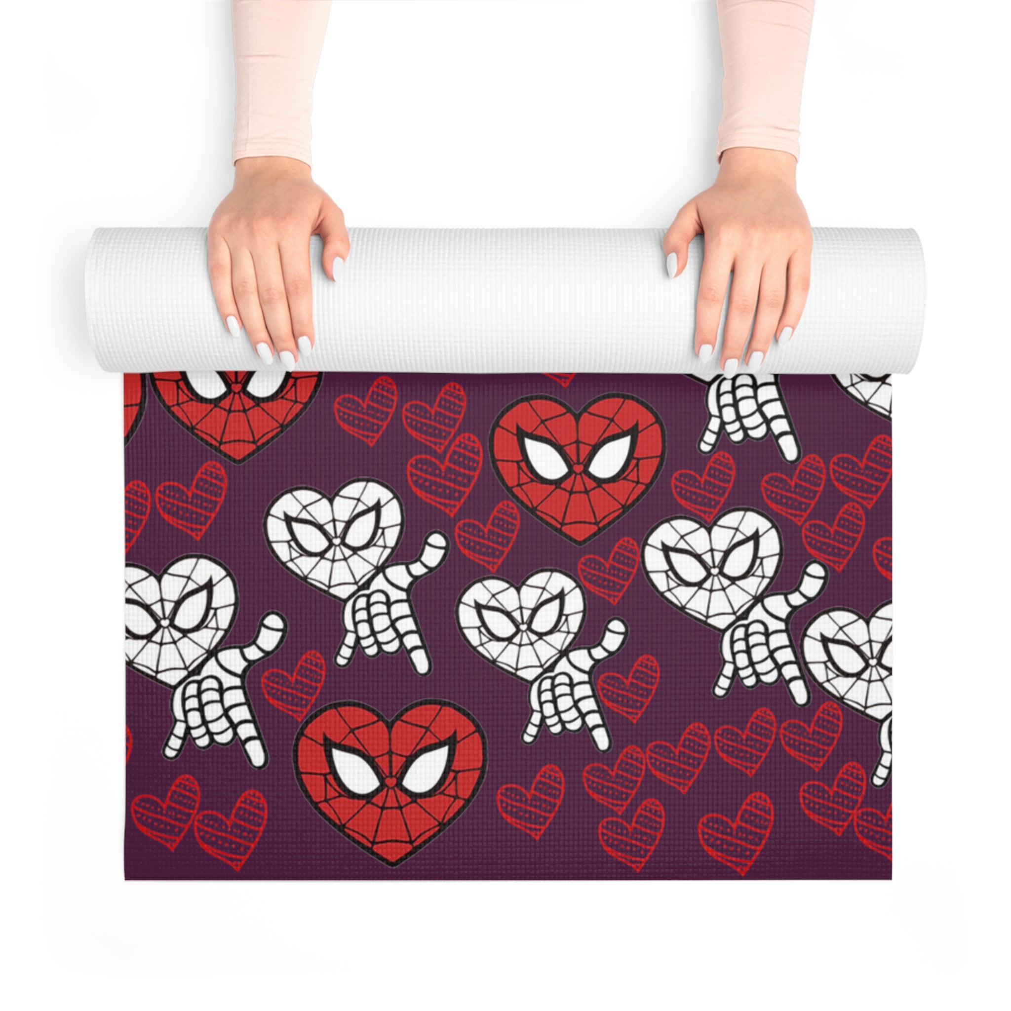 Foam yoga mat spider heart kiss violet