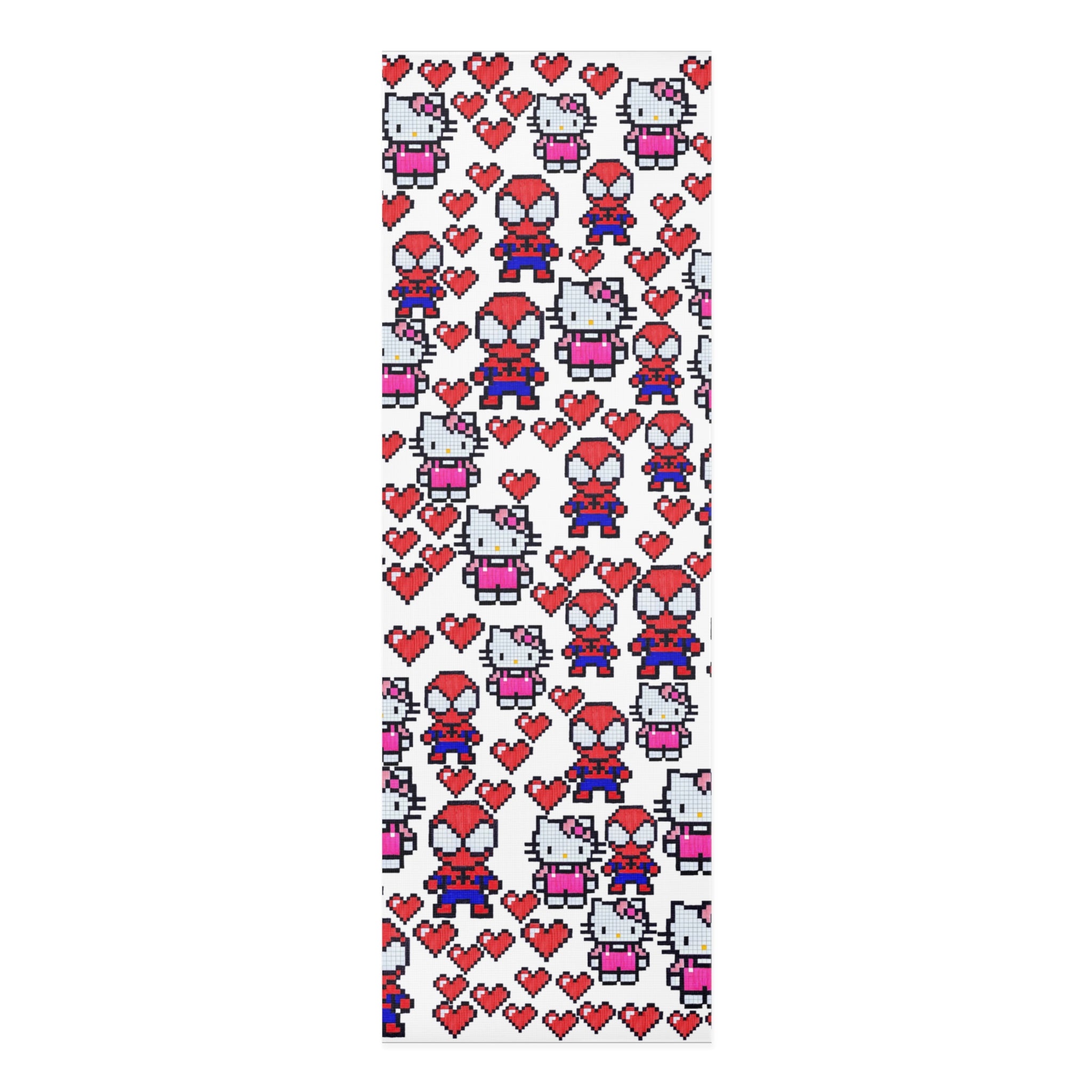 Foam yoga mat spider kitty pixel heart love valentine white