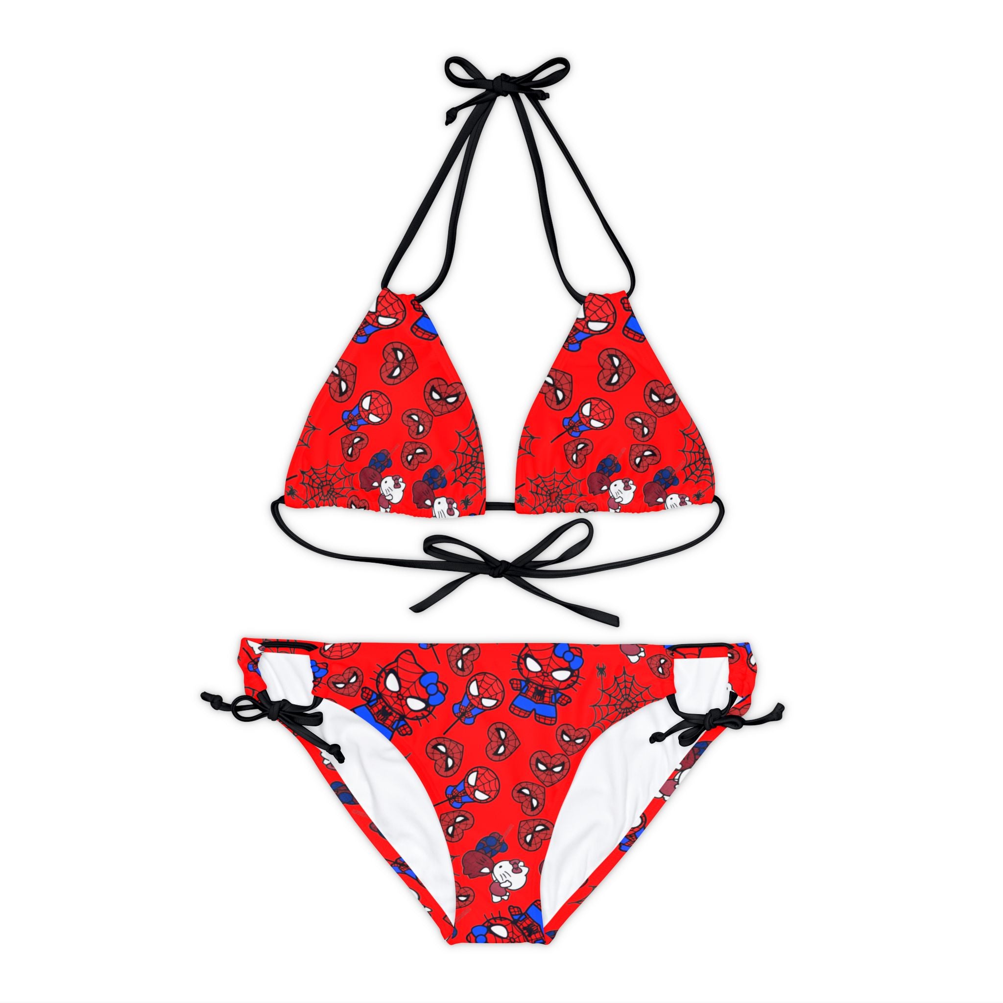 Strappy bikini set spider kitty heart kiss red