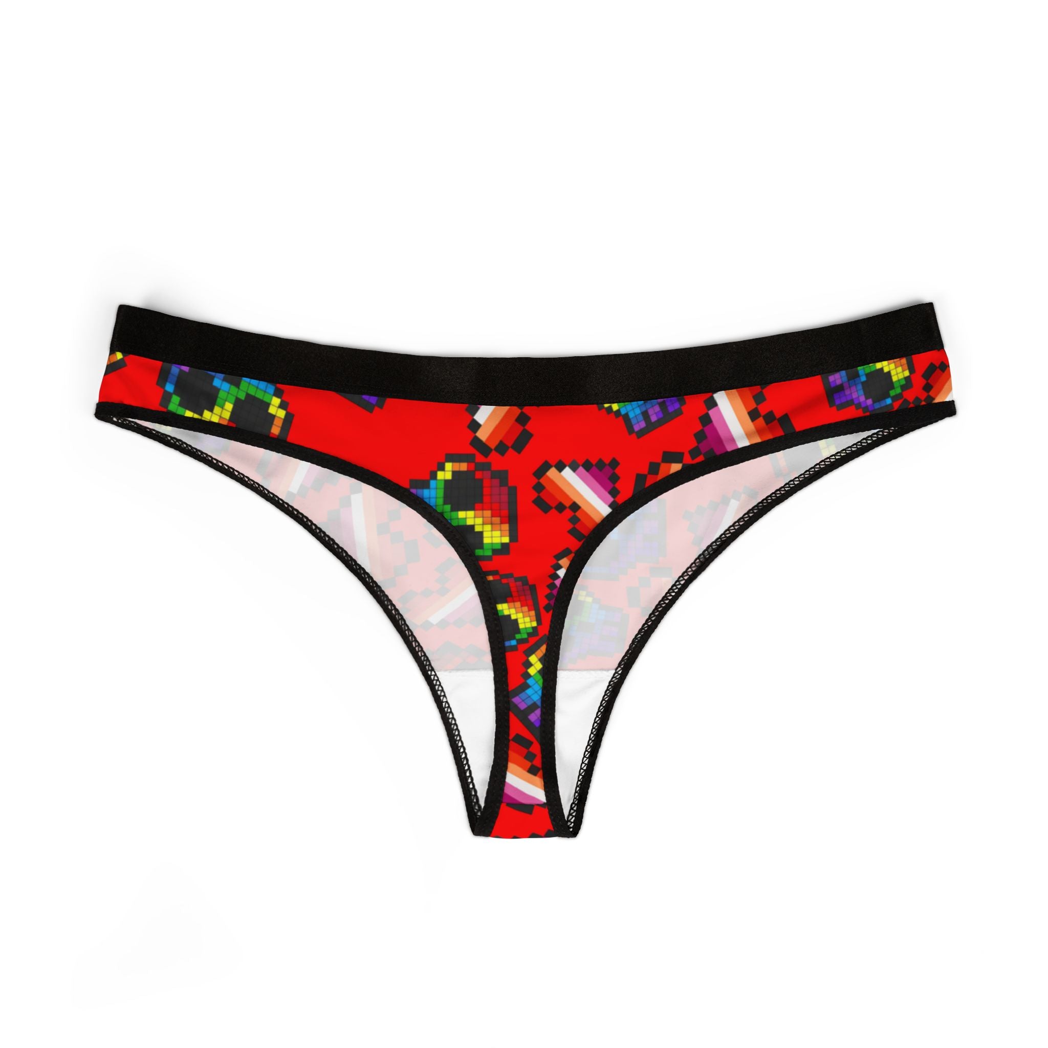 Women's thongs lgbt pride skull heart Halloween red