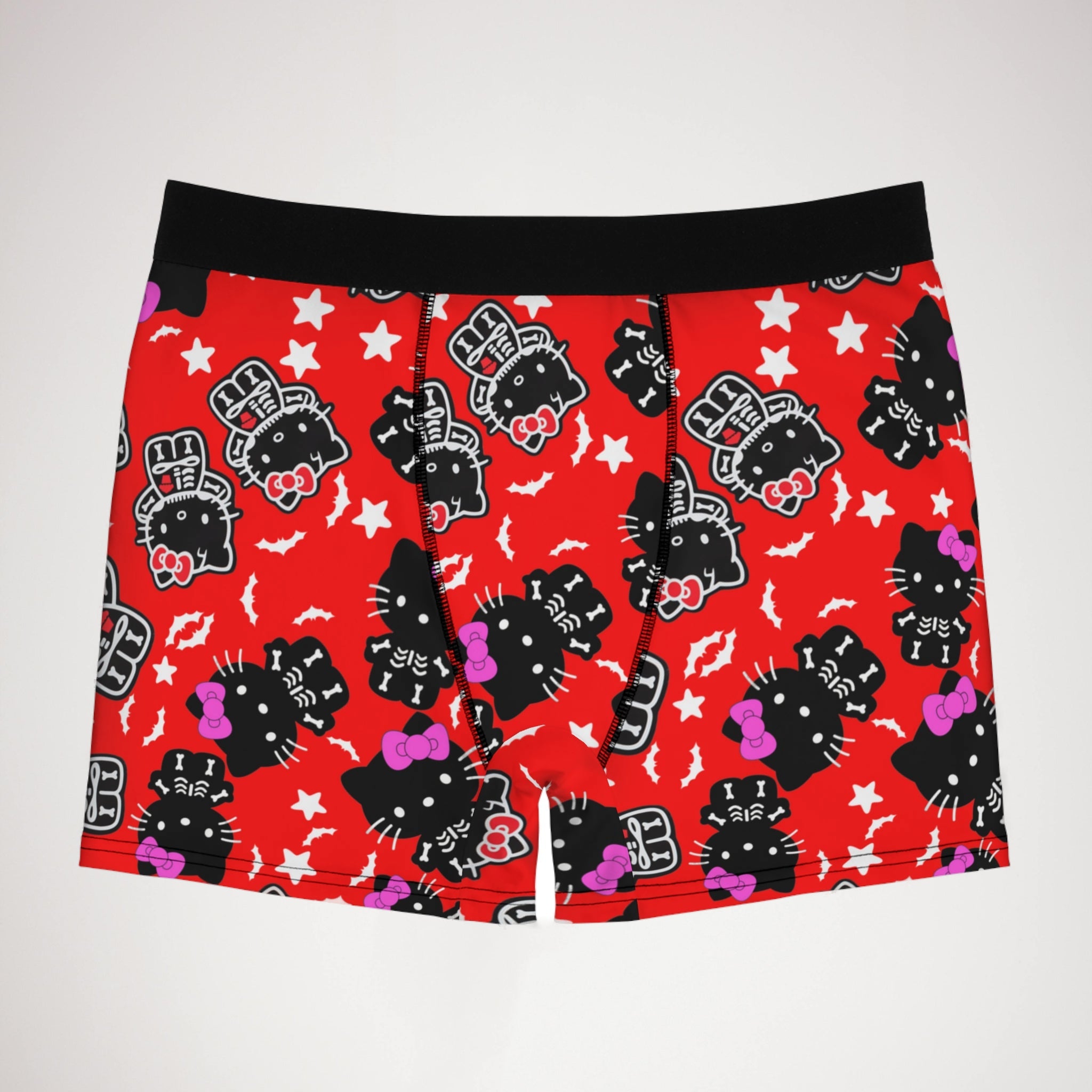 Men's boxer briefs kitty halloween bones red