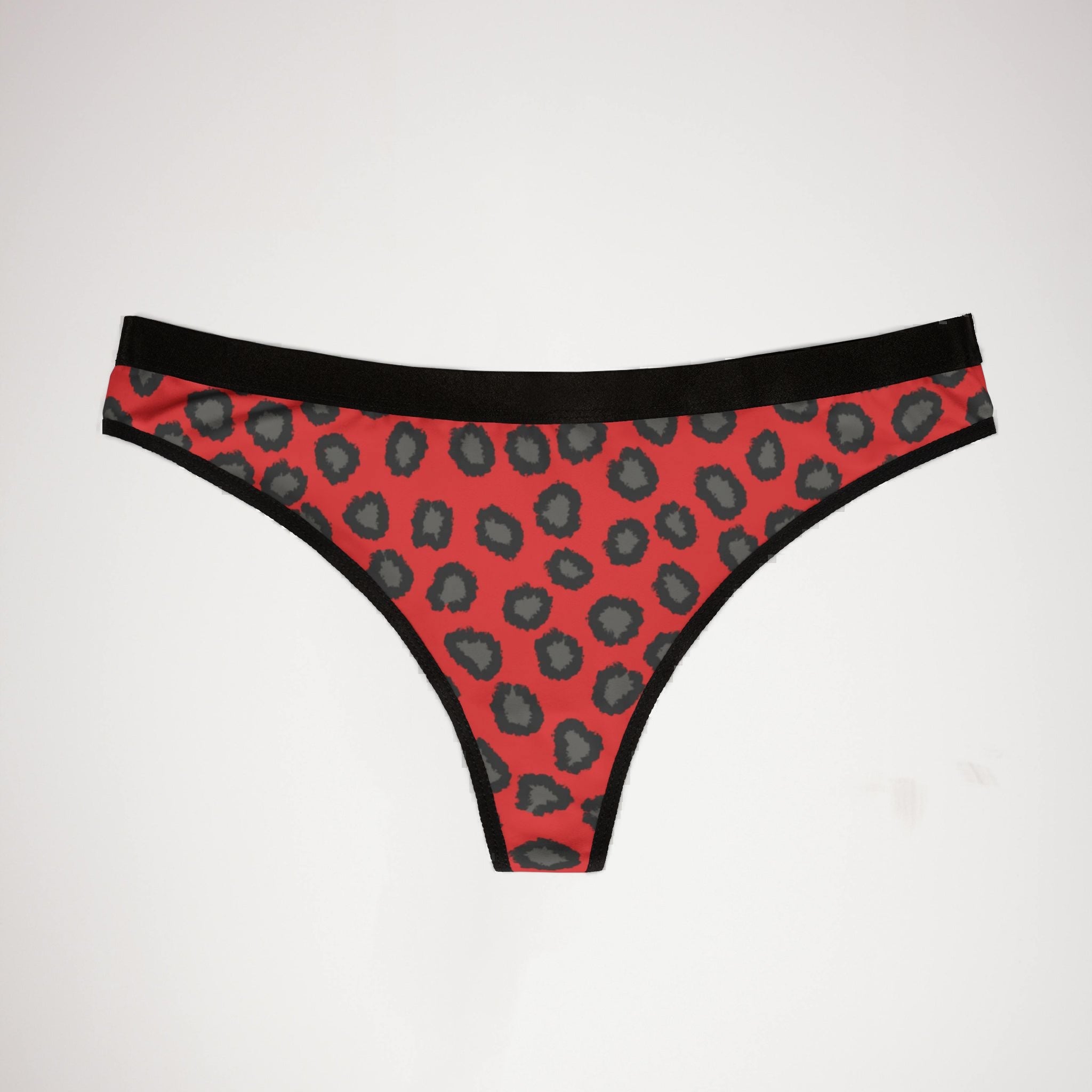 Women's thongs red leopard