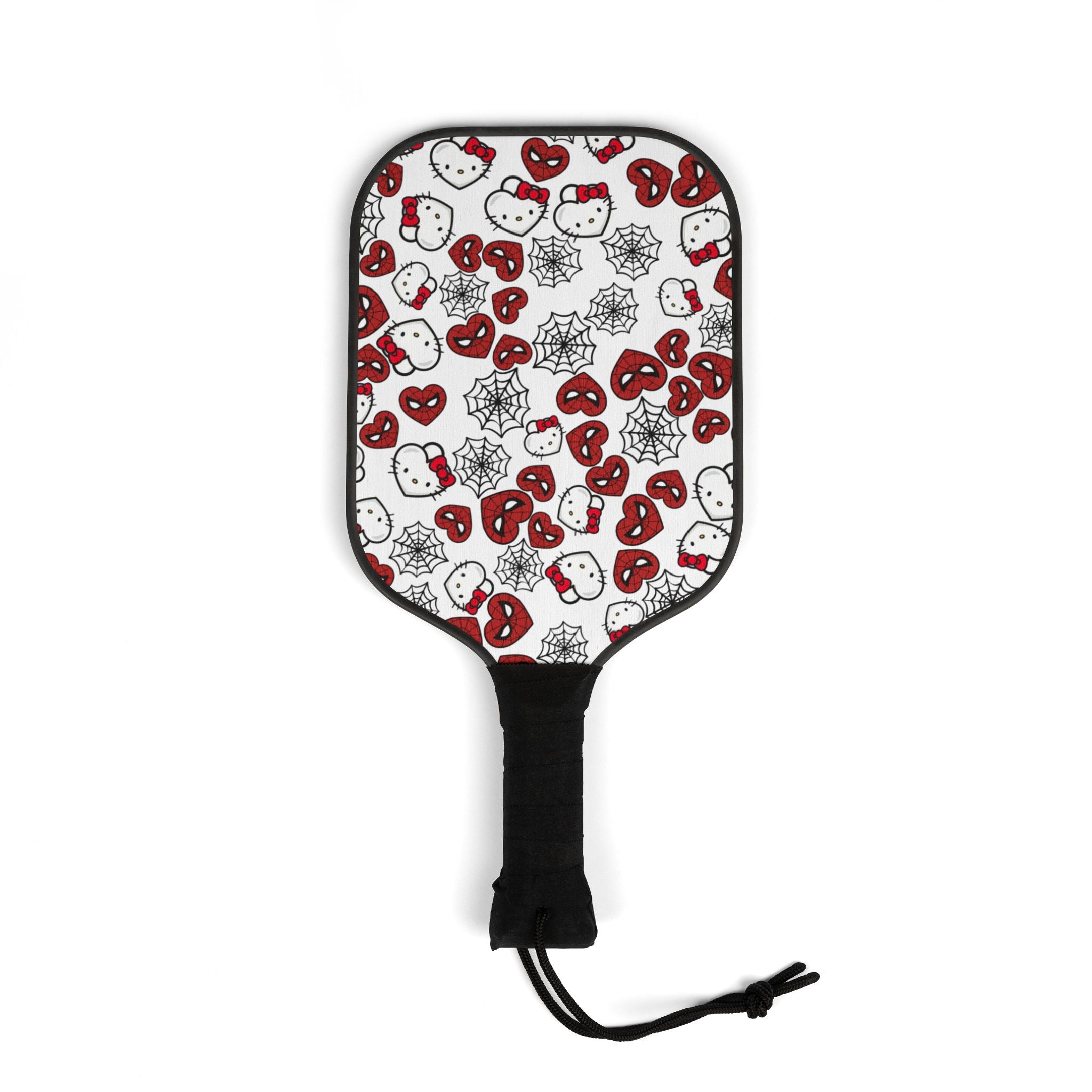 Pickleball kit (2 paddles + 2 balls + transparent bag) kitty spider web heart white