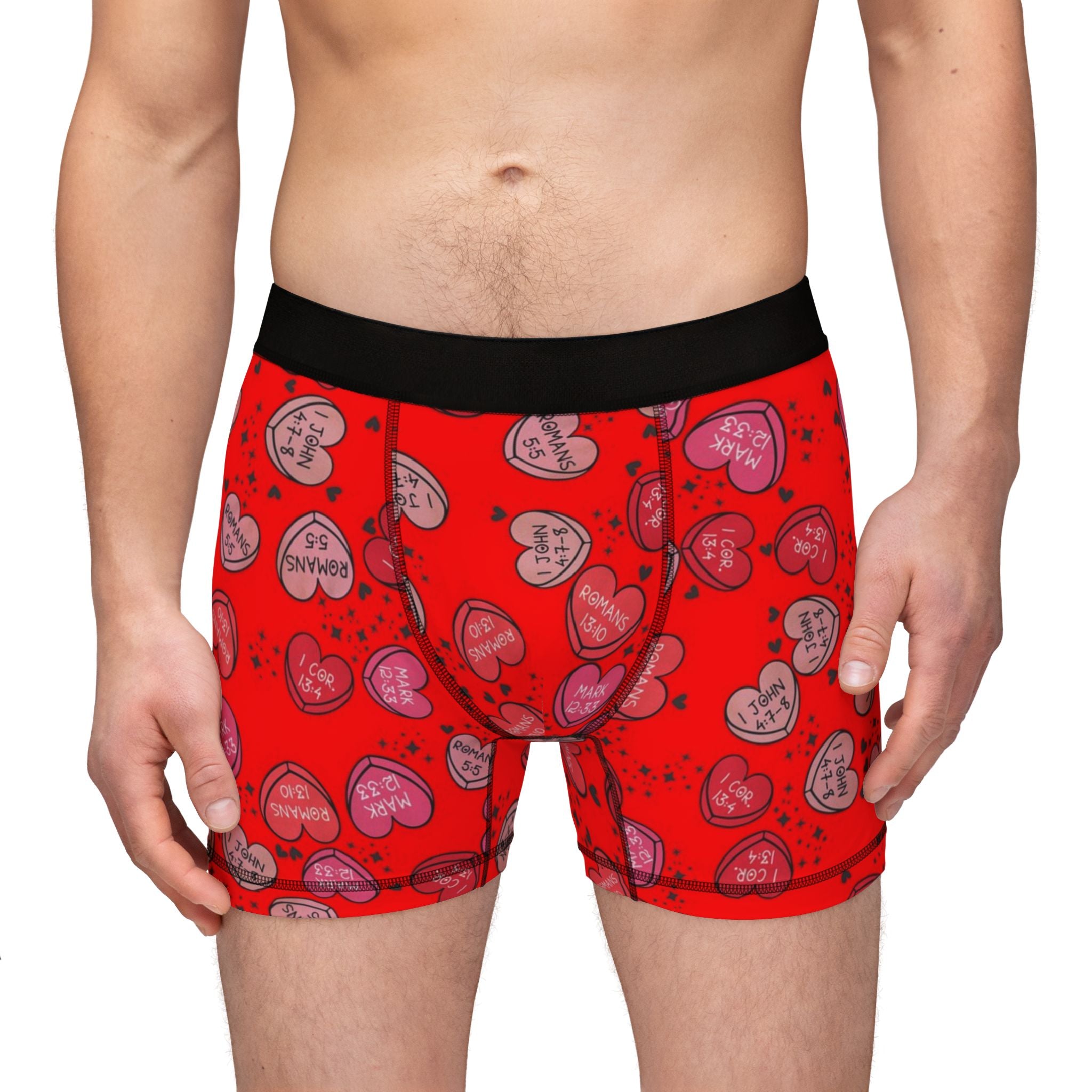 Men's boxers christian valentine sweet hearts red