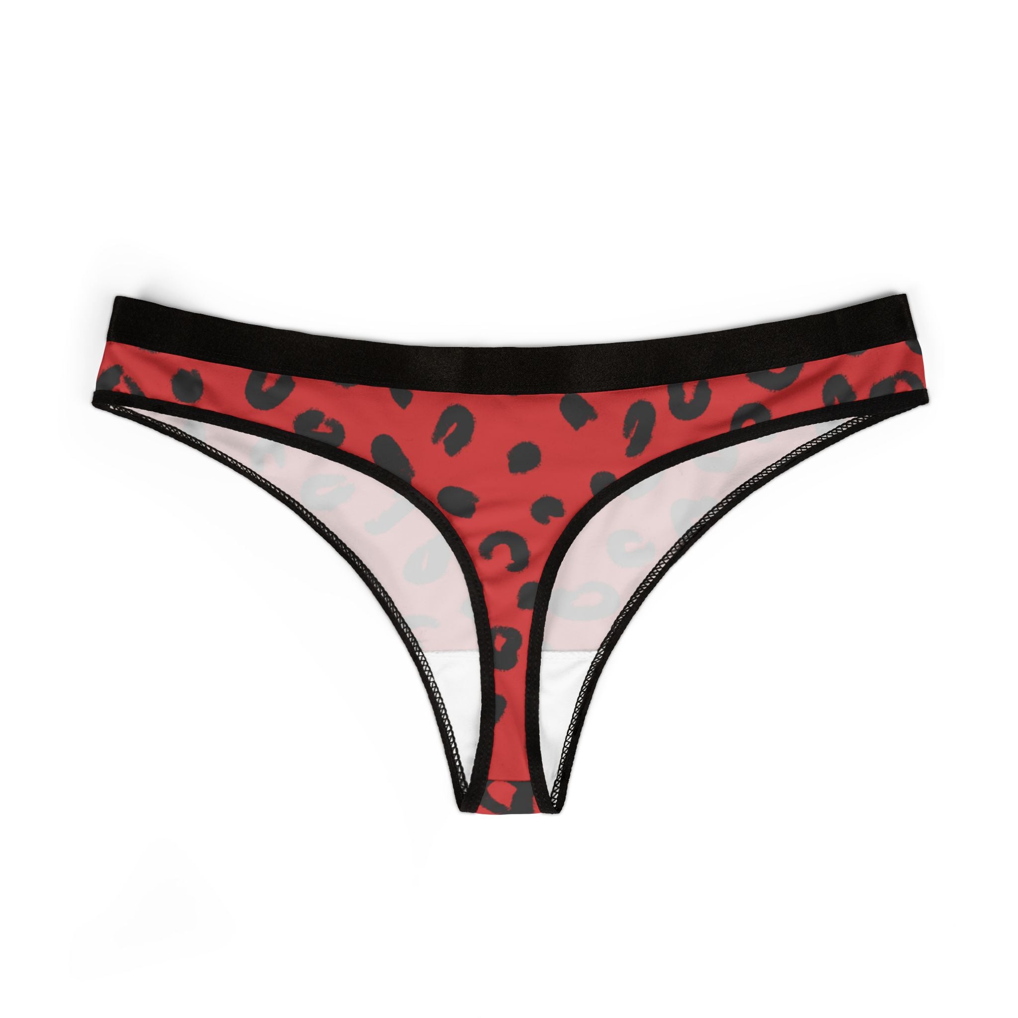 Women's thongs red leopard