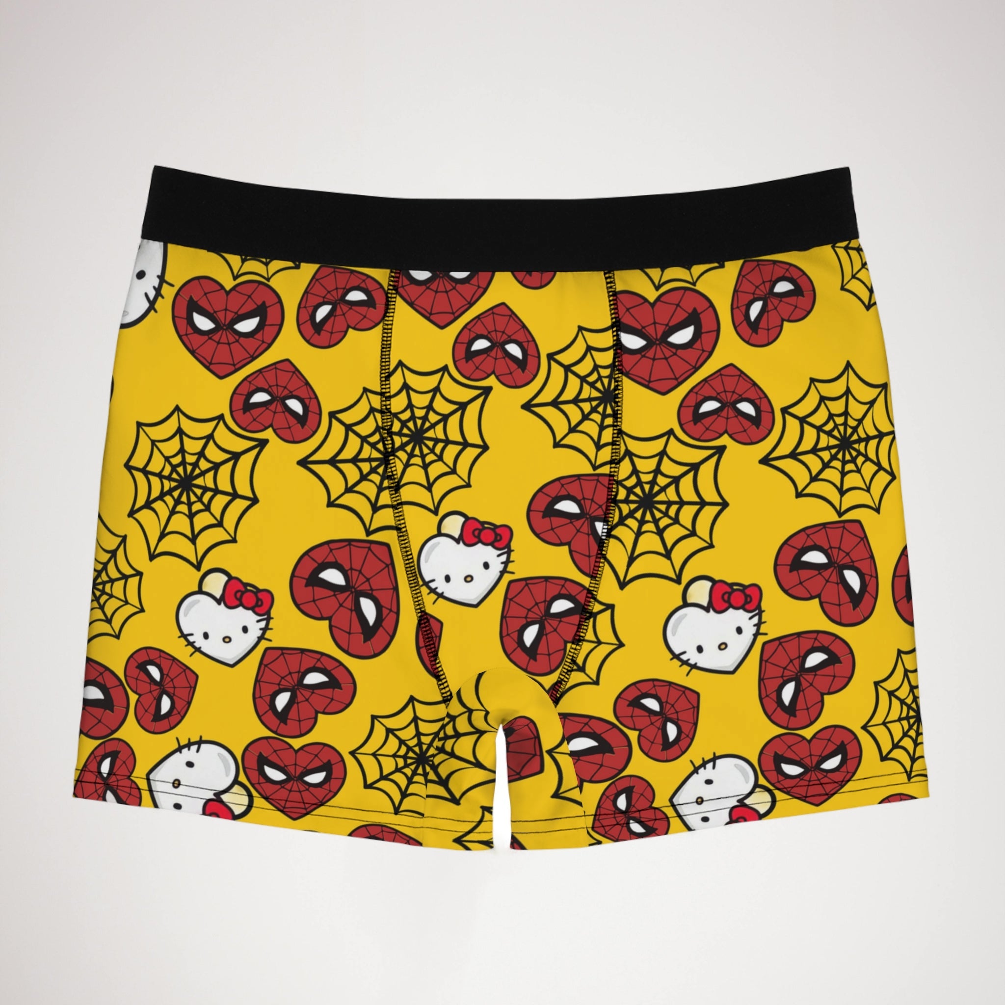 Men's boxer briefs kitty spider web heart yellow