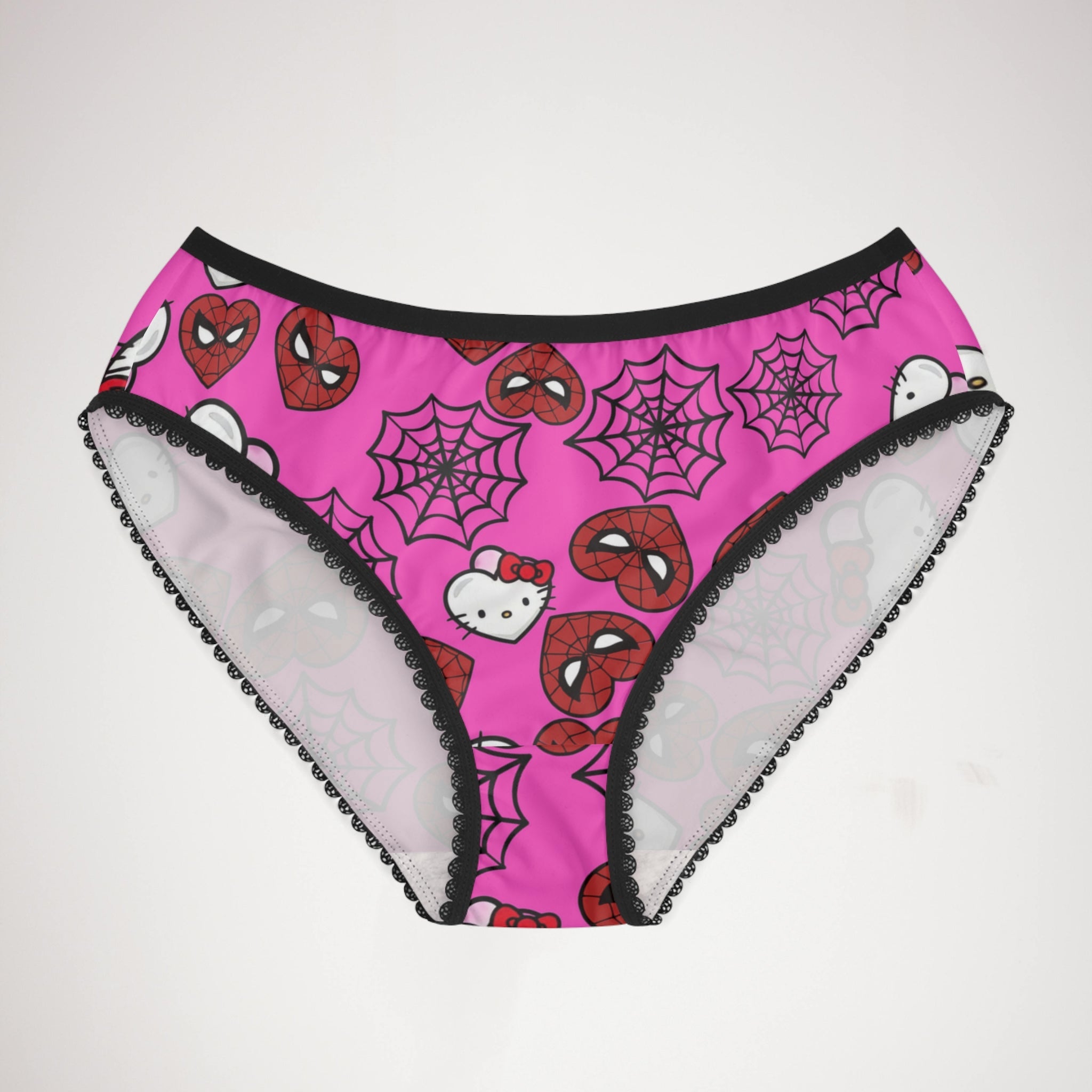 Women's briefs kitty spider web heart pink