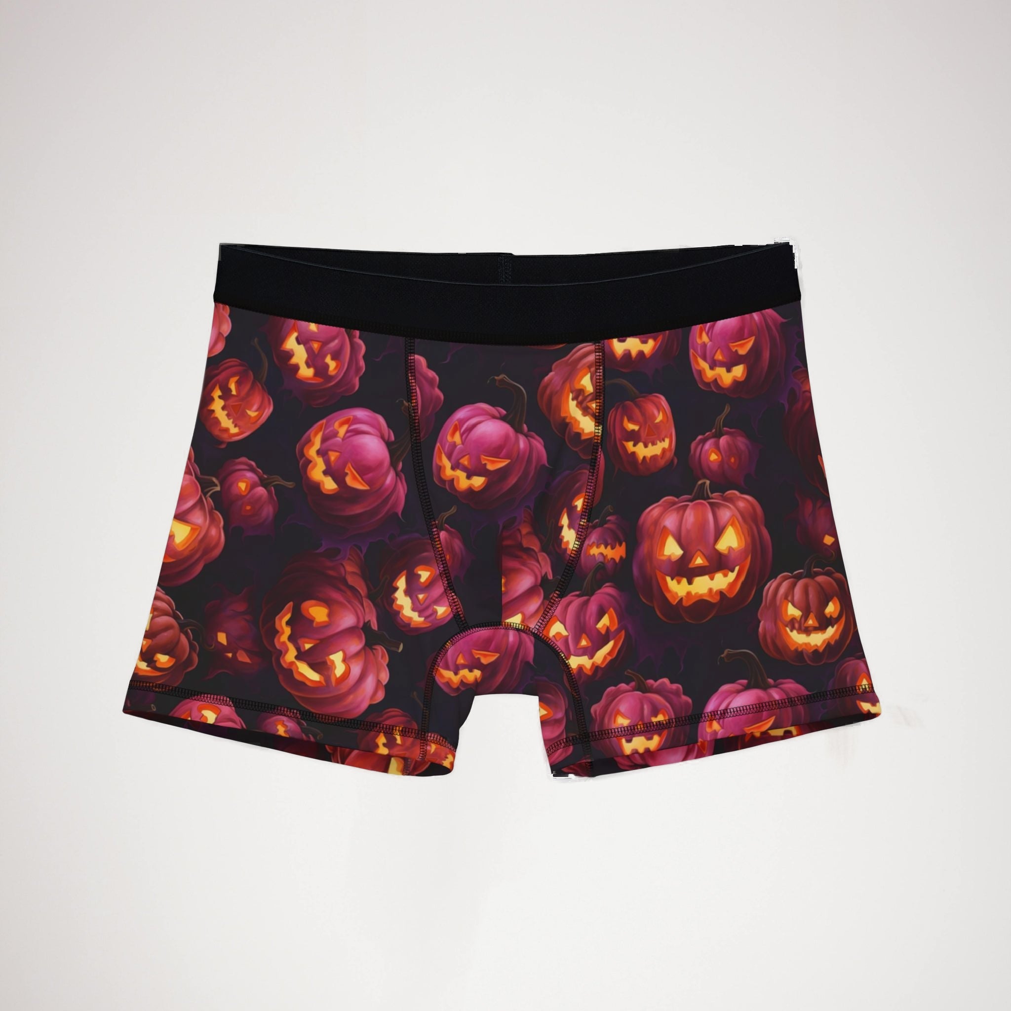 Men's boxers halloween pumpkin with glowing eyes and mouths