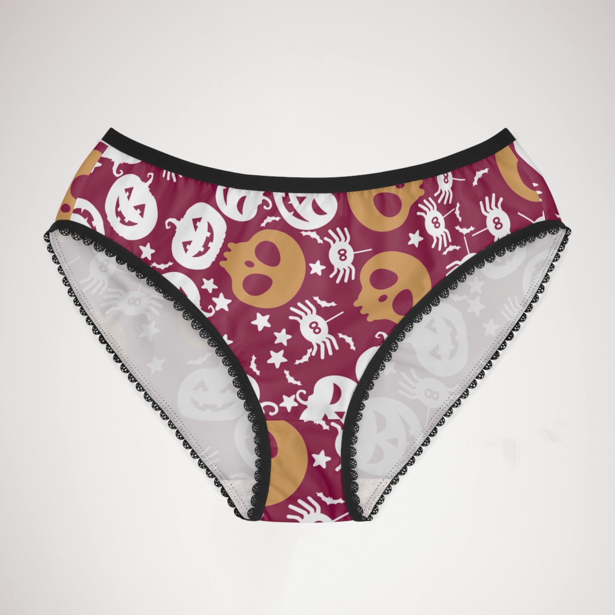 Women's briefs halloween pumpkin spider web berry