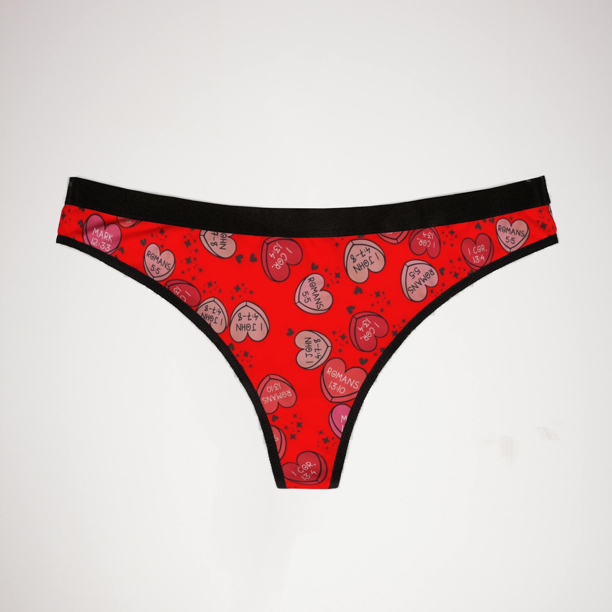 Women's thongs christian valentine sweet hearts red