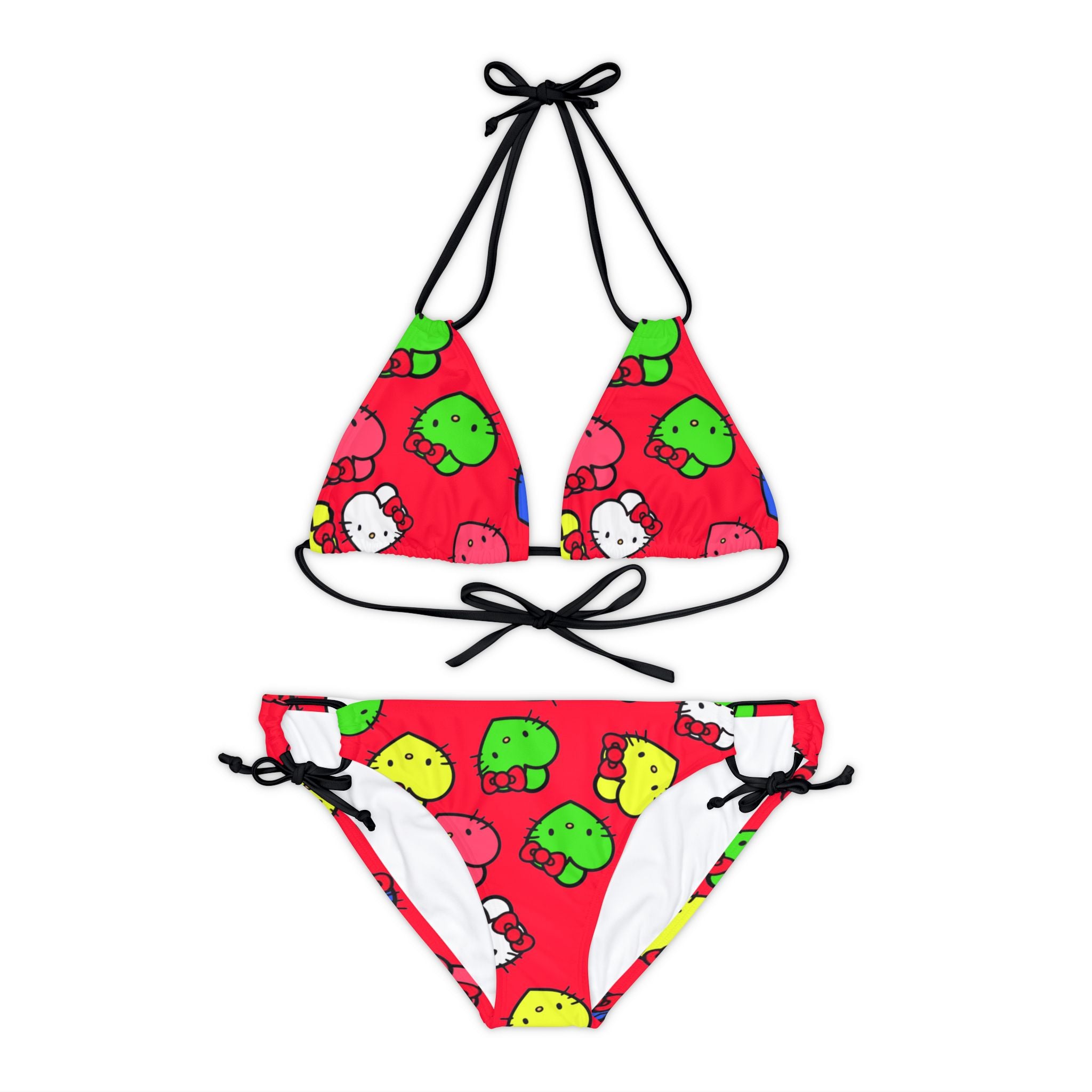 Strappy bikini set kitty hearts multi colors red