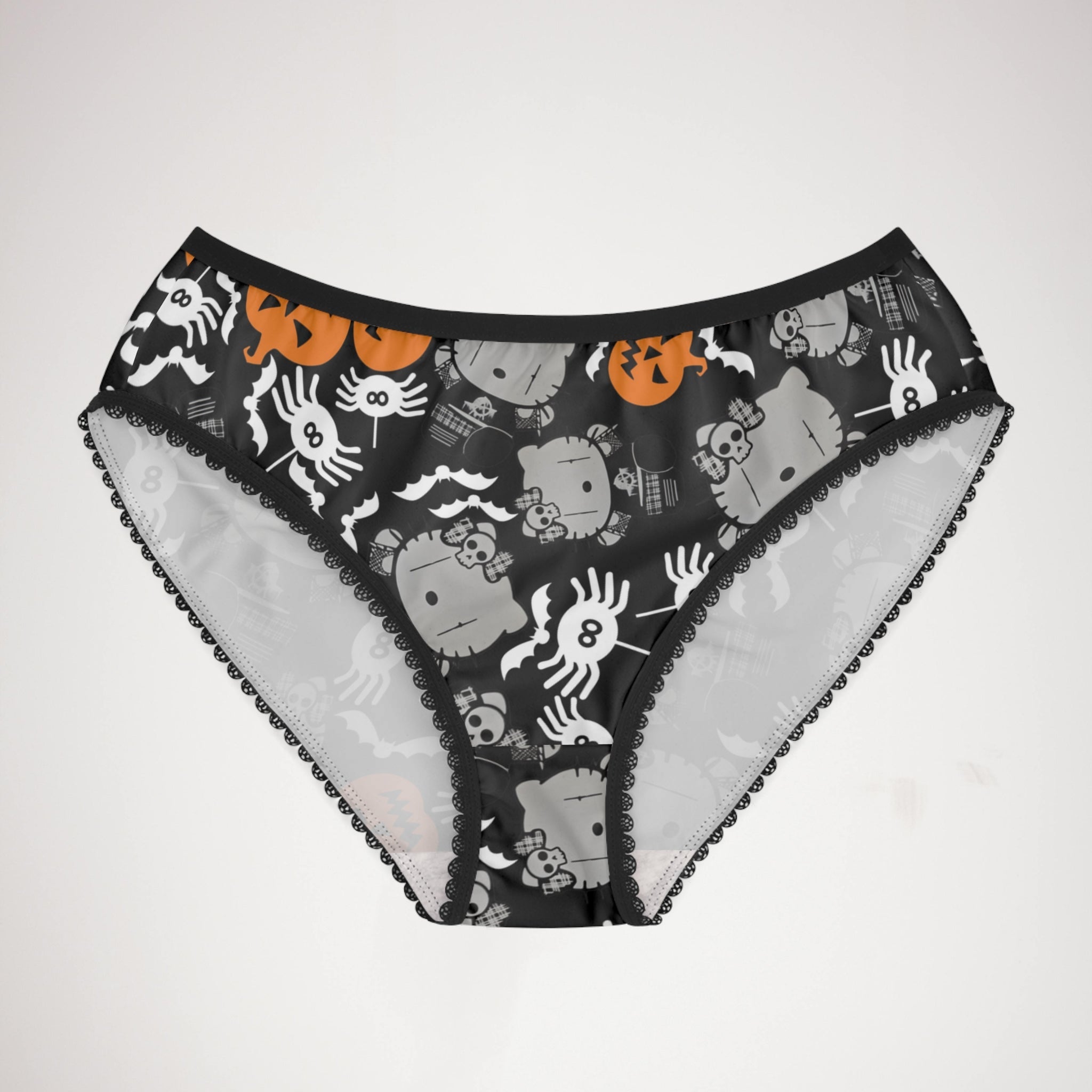 Women's briefs kitty blank pumpkin halloween black