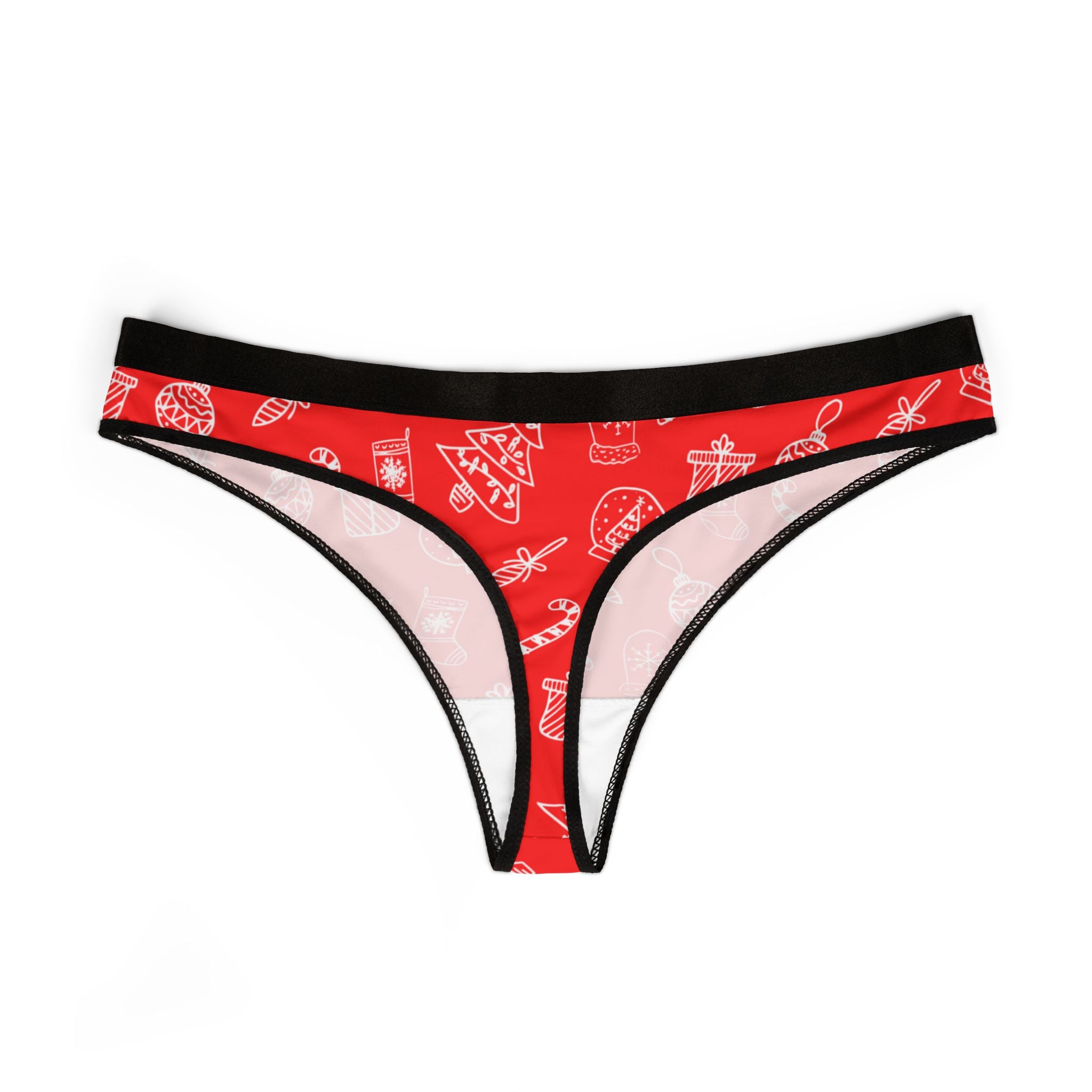 Women's thongs red white christmas