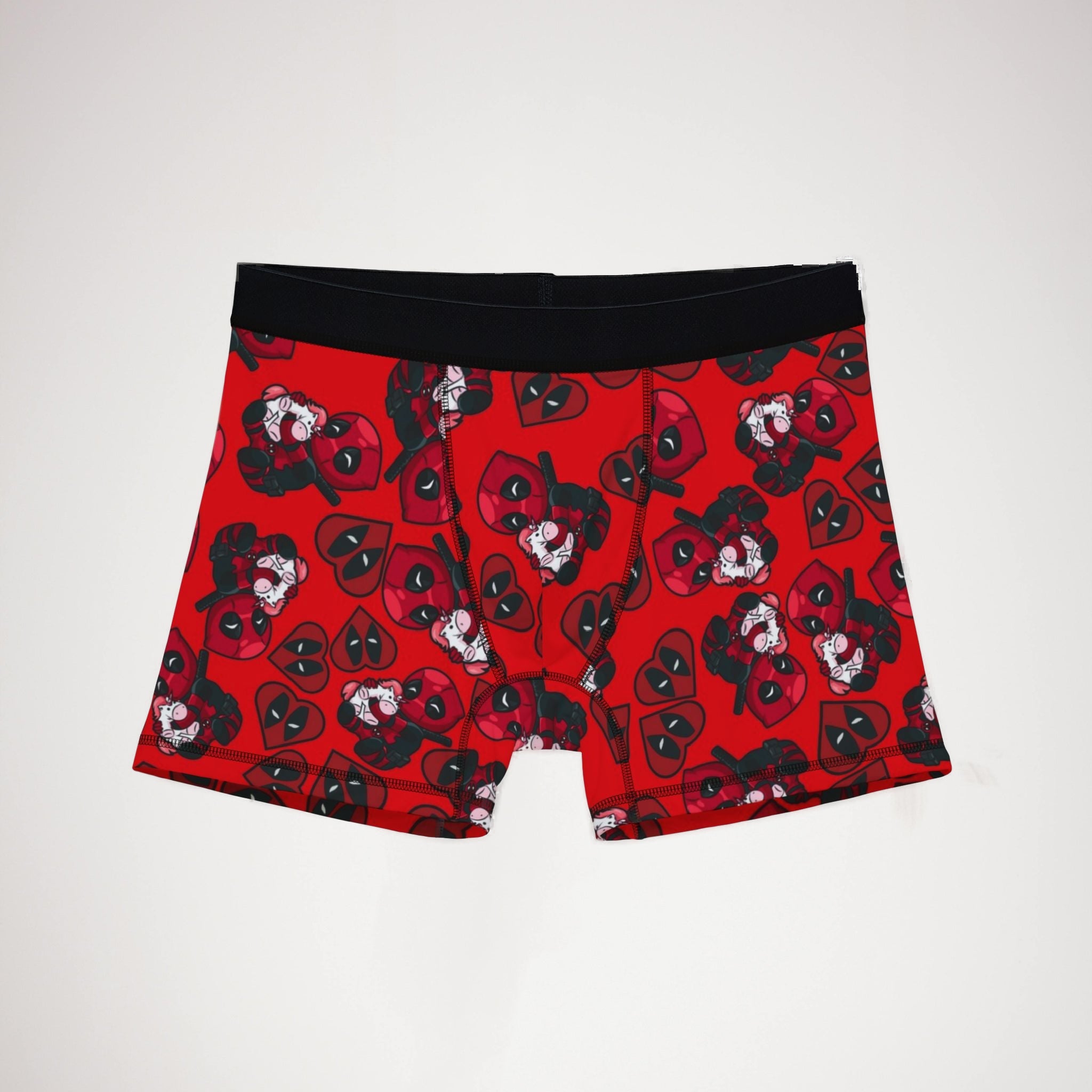 Men's boxers deadpool unicorn hearts valentine love red