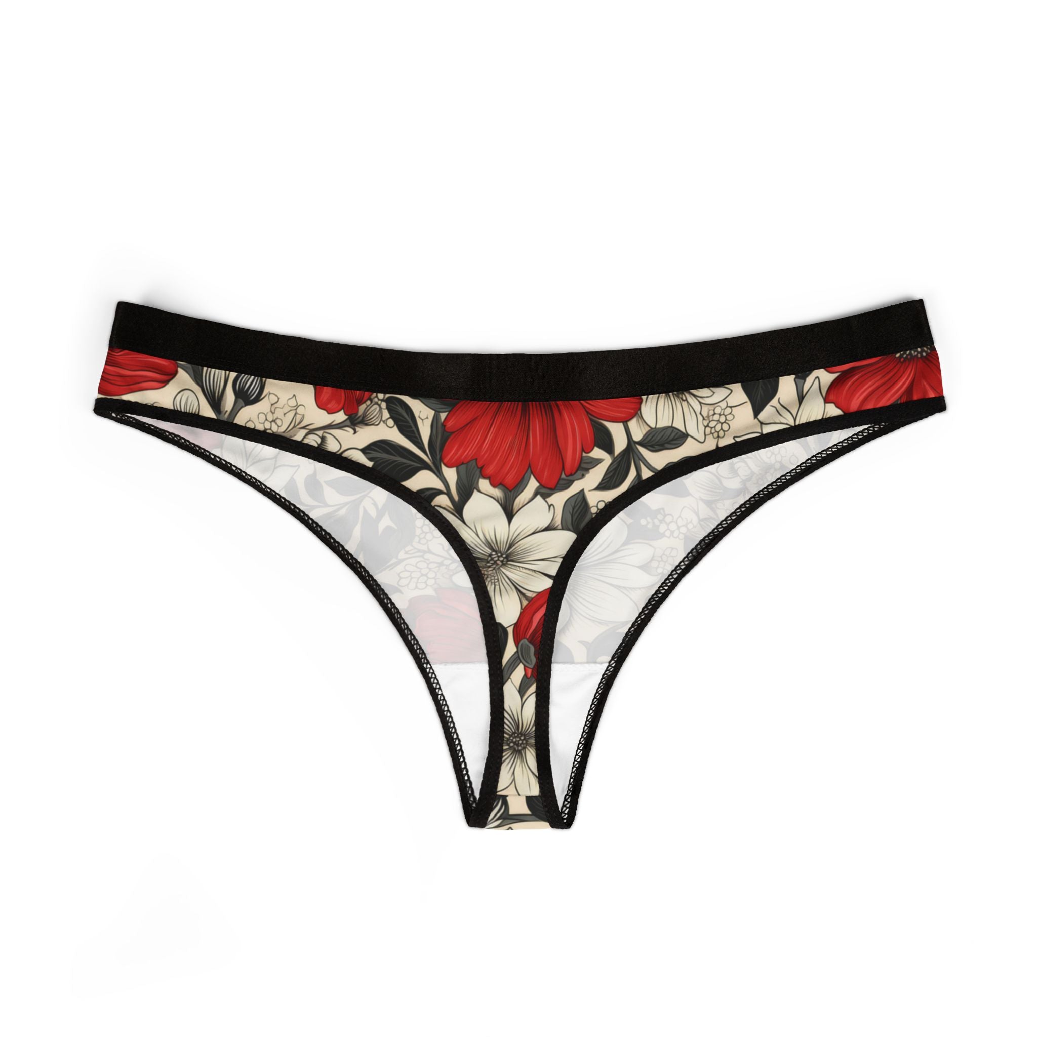 Women's thongs cute red flowers