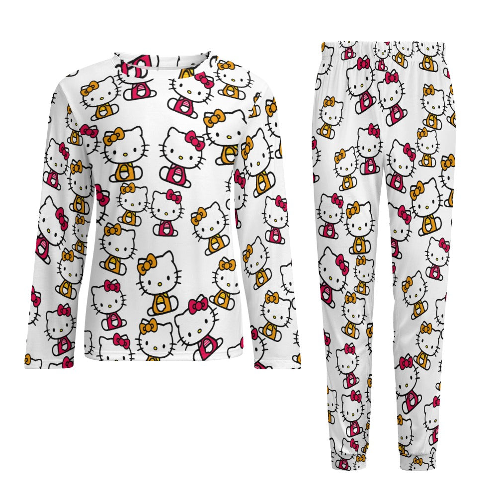 Men's Pajama suit kitty two color white