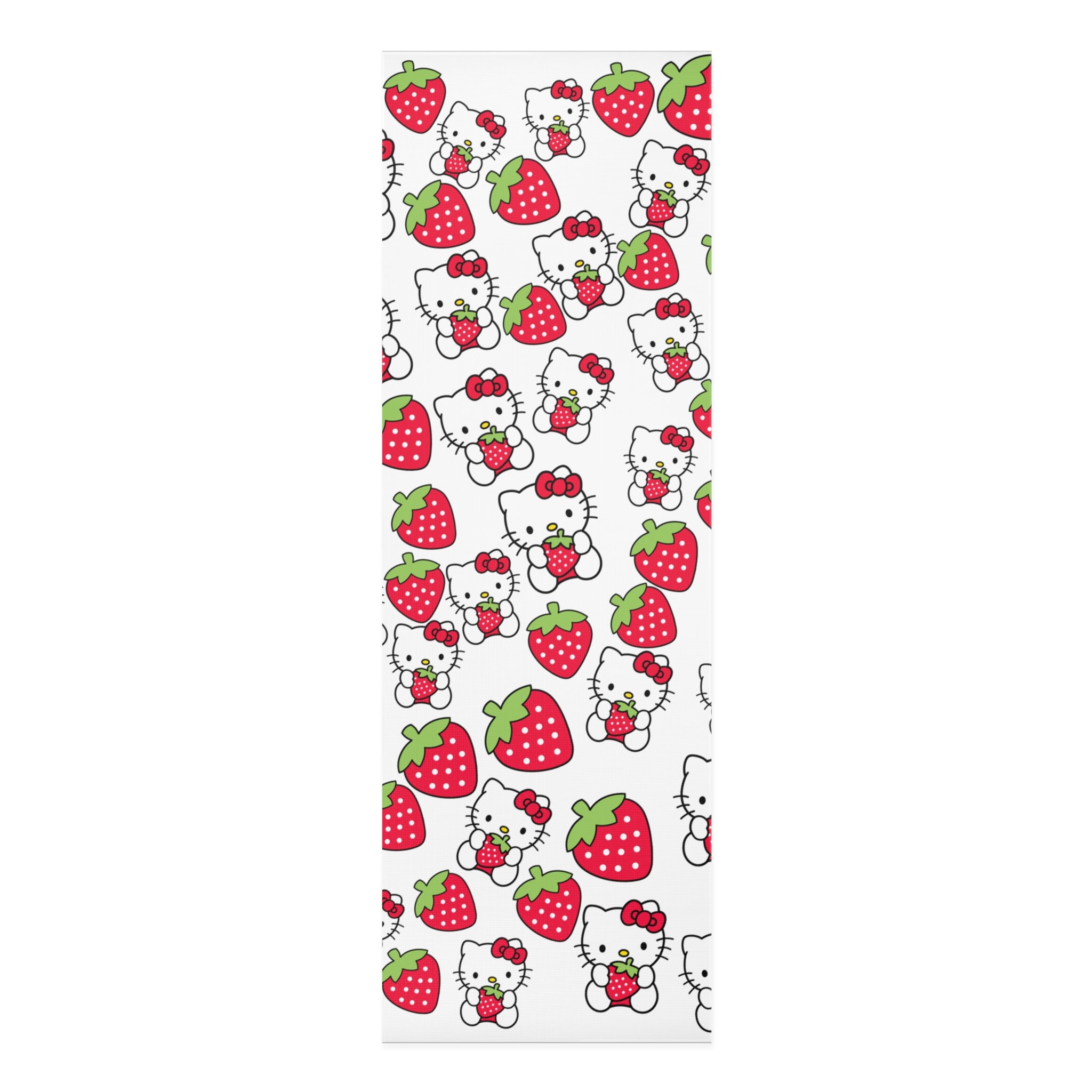 Foam yoga mat kitty strawberry valentine love white