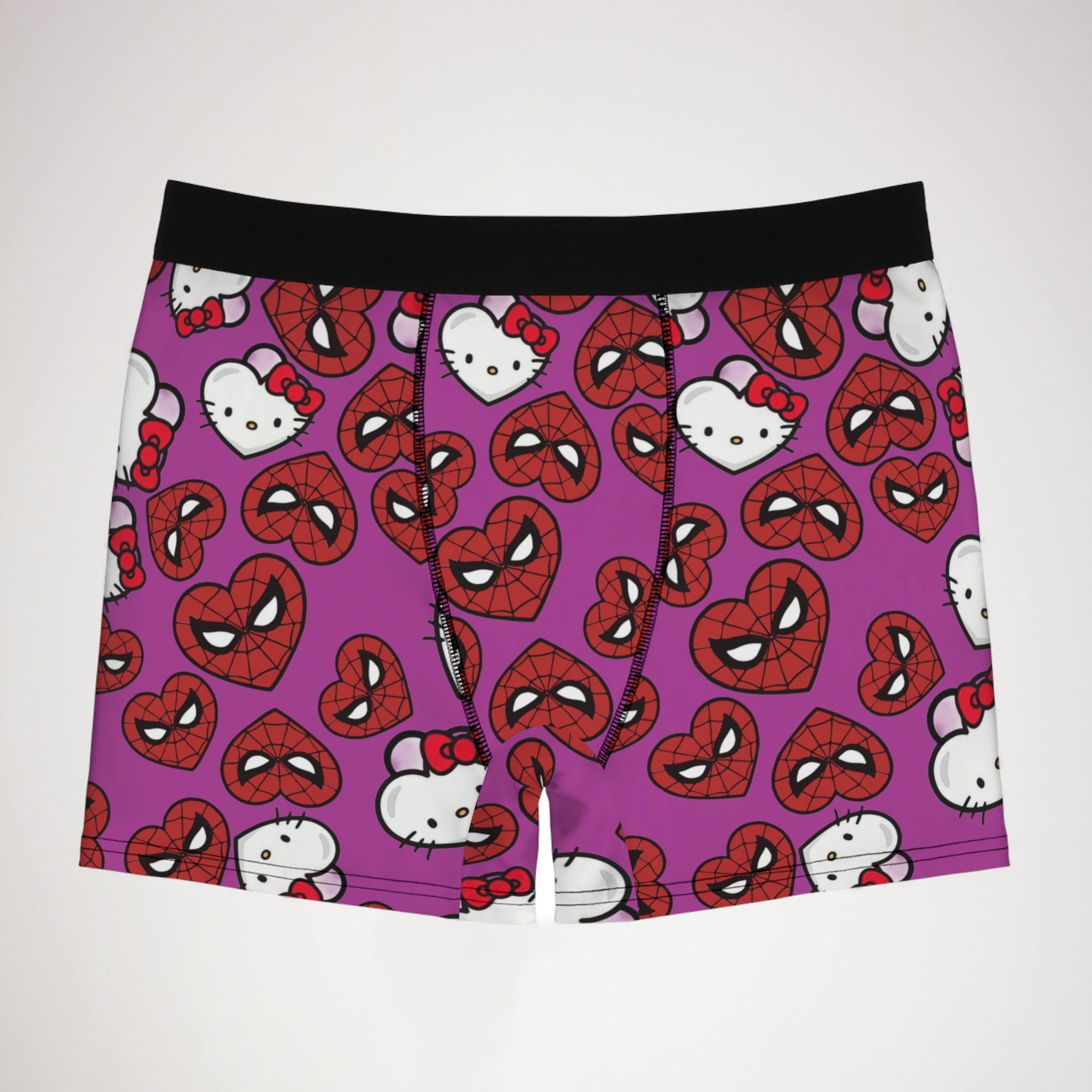 Men's boxer briefs spider kitty double hearts purple