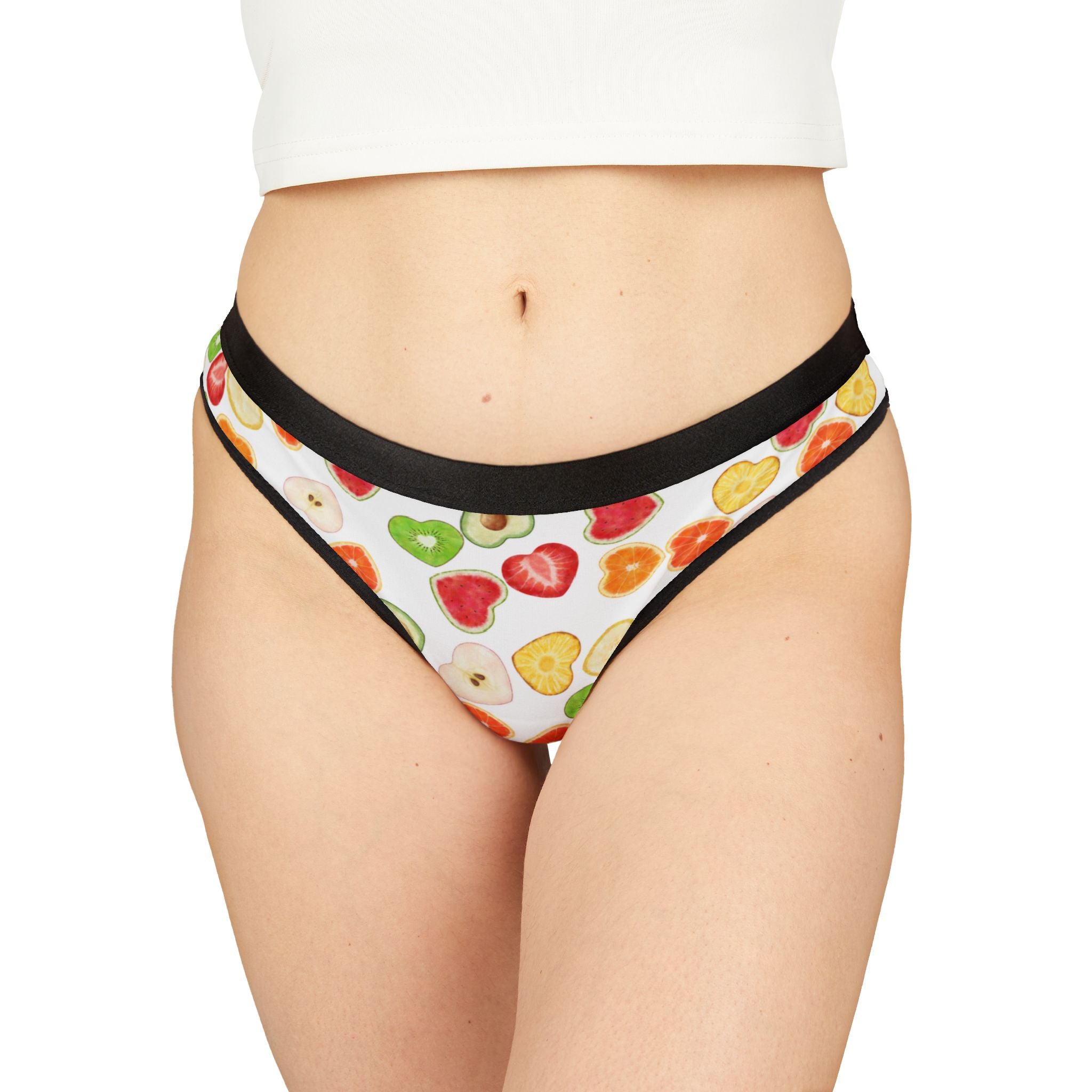 Women's thongs heart fruits white