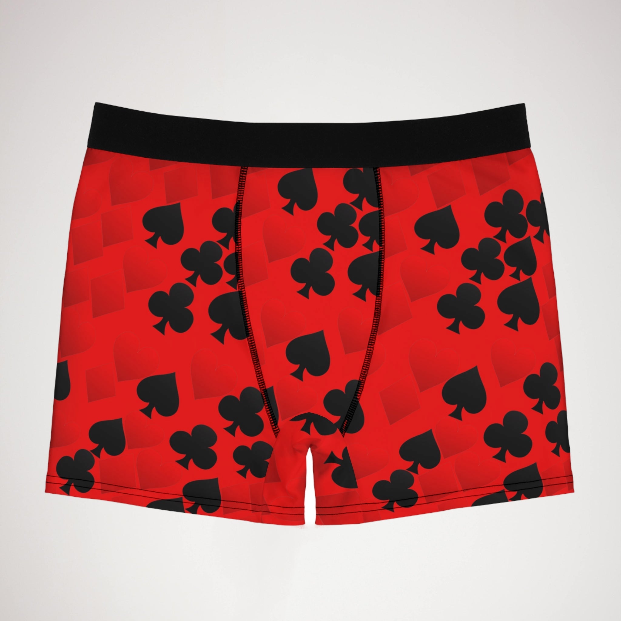 Men's boxer briefs playing cards spades hearts diamonds clubs valentine love red