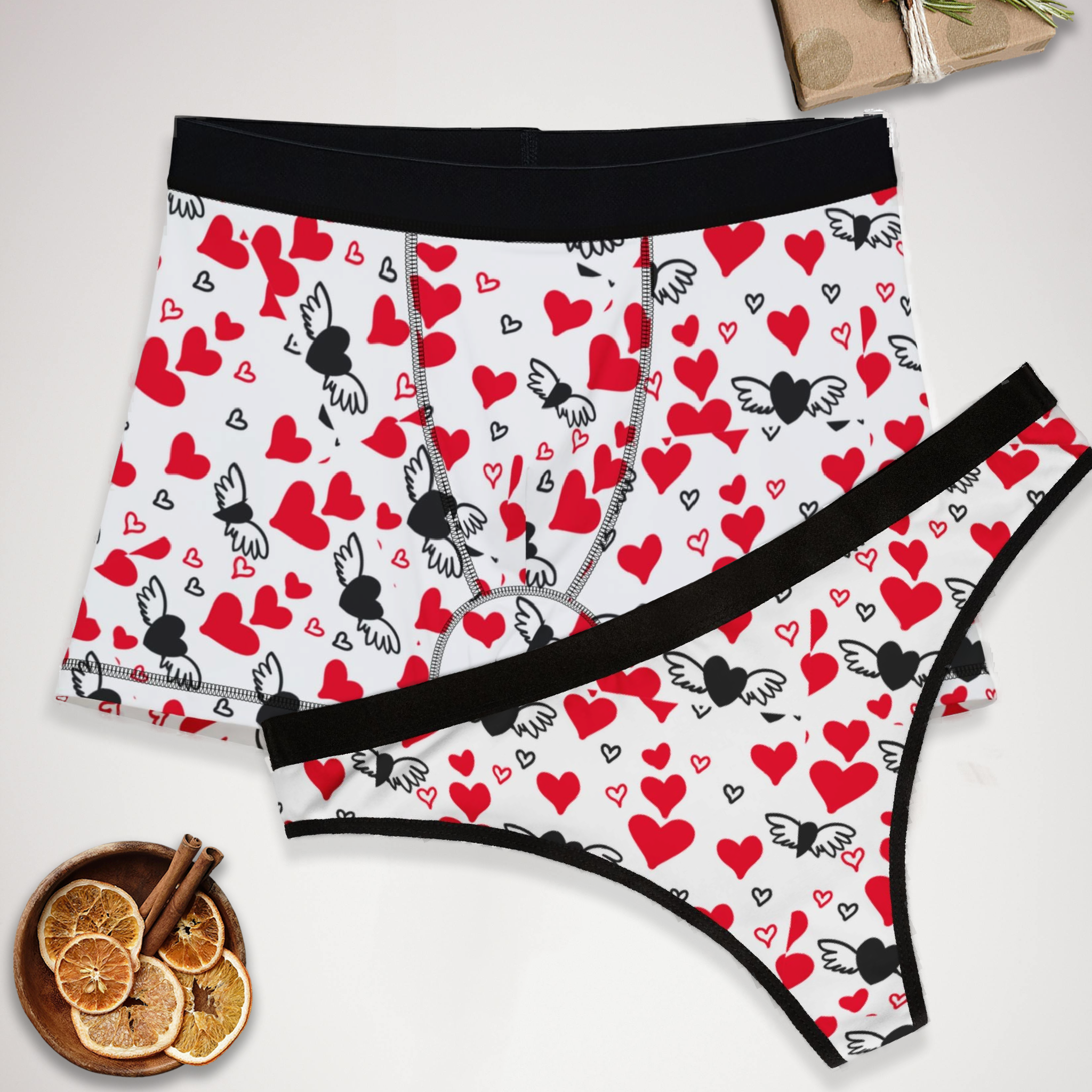 Matching underwear About Valentines for couples boxer & thong set