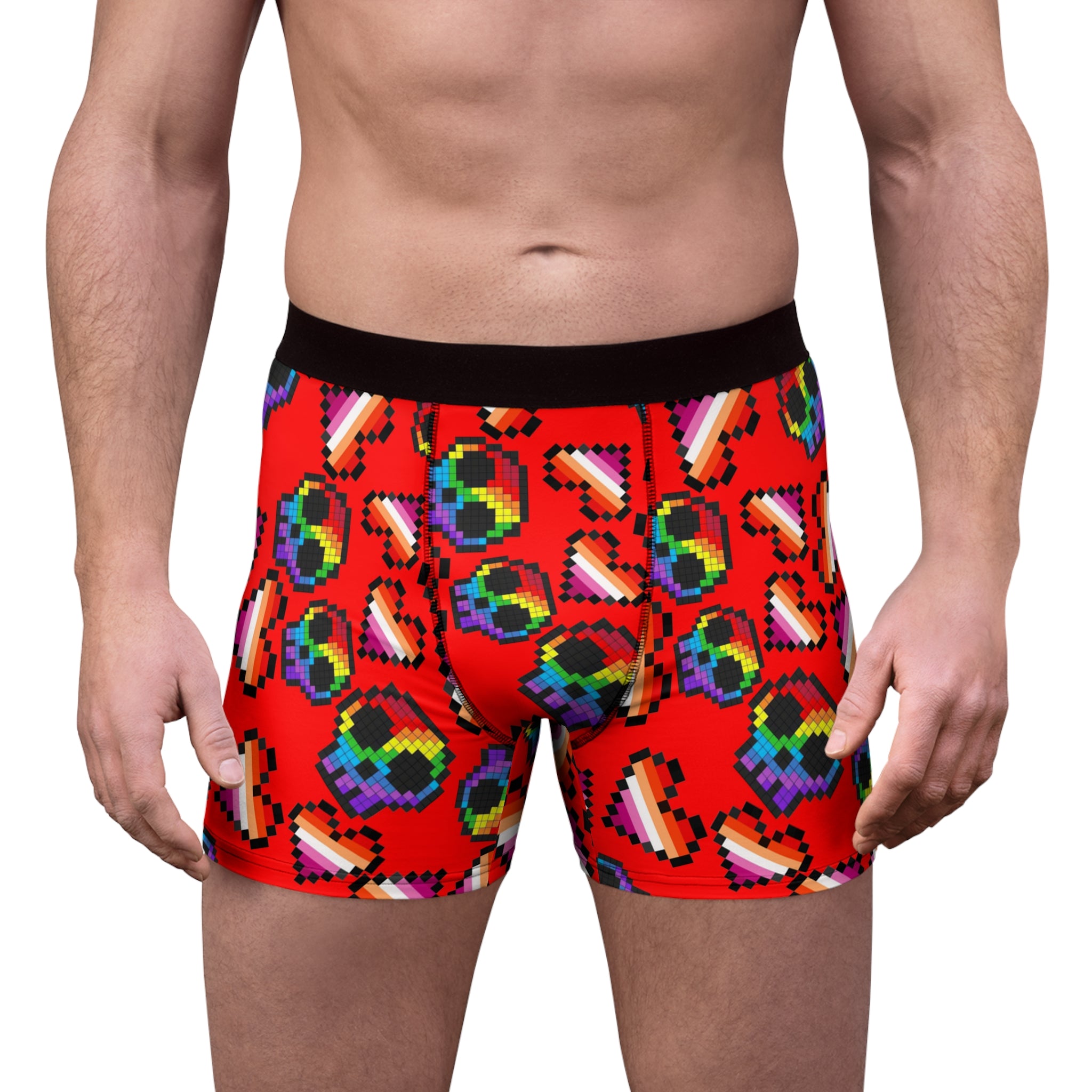 Men's boxer briefs lgbt pride skull heart Halloween red