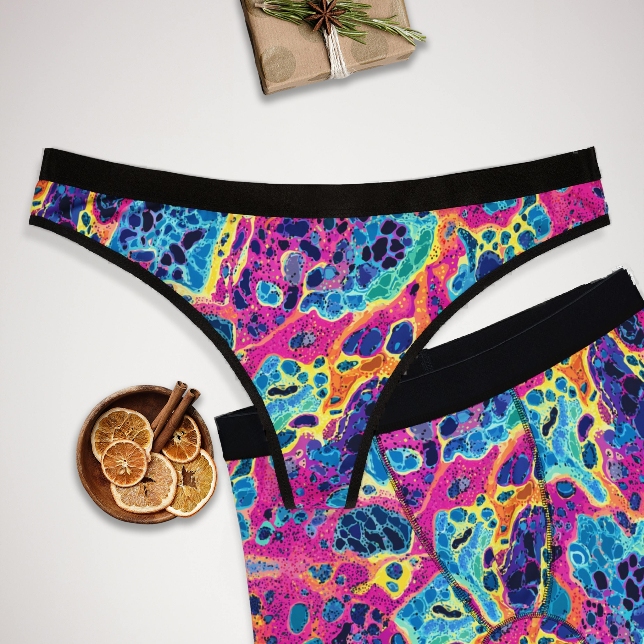 Matching underwear Rainbow Leopard for couples boxer & thong set