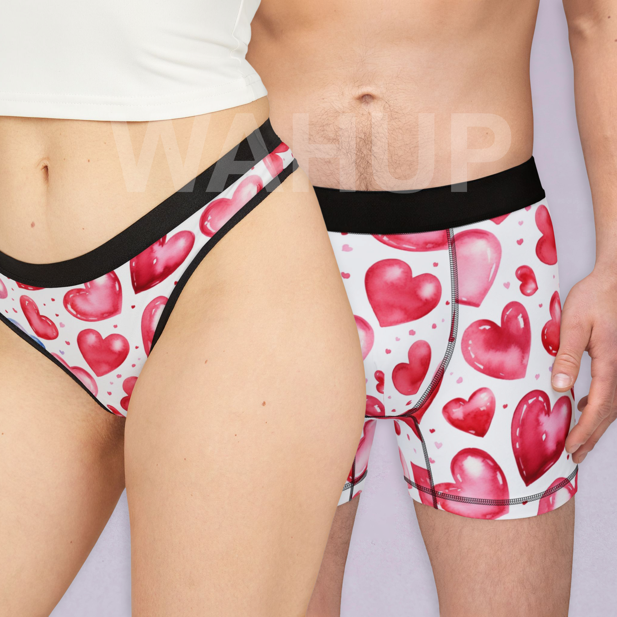 Matching underwear Valentines Day Heart for couples boxer & thong set