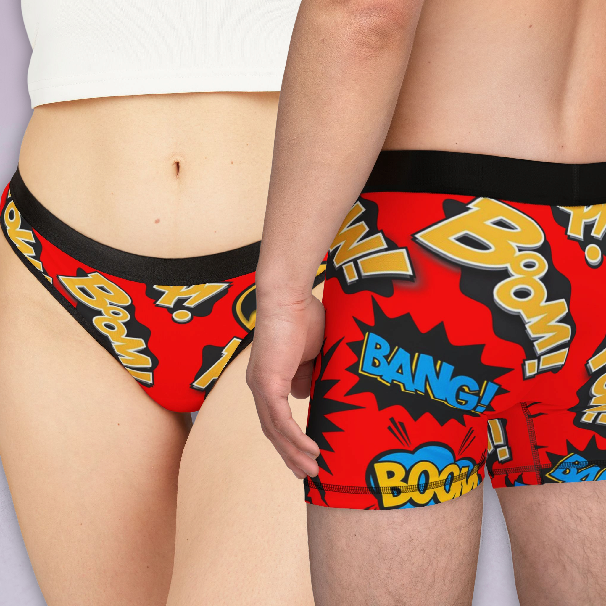 Matching underwear batman sounds for couples boxer & thong set