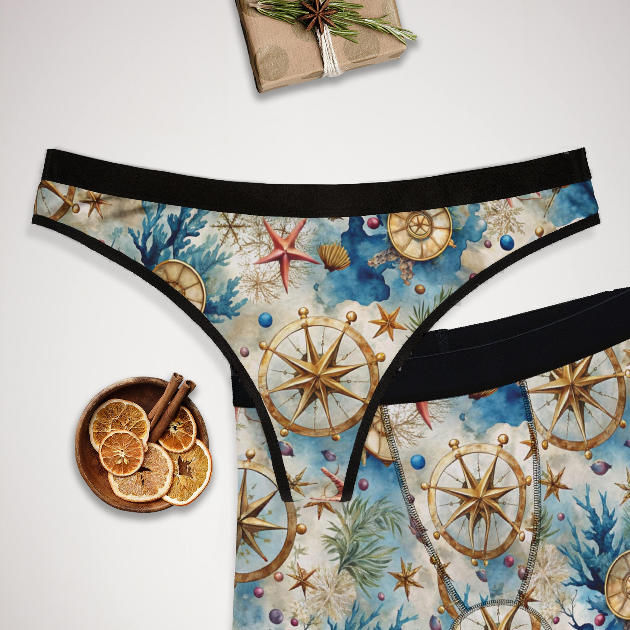 Matching underwear Sea Ocean for couples boxer & thong set