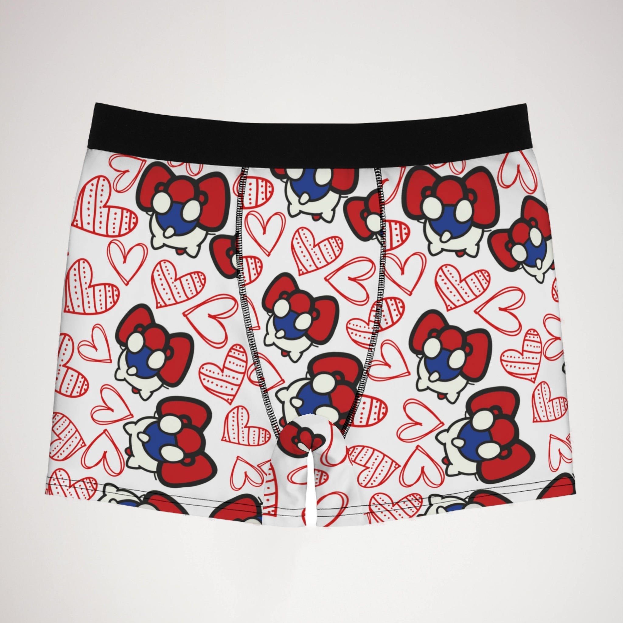 Men's boxer briefs cherry kitty back heart white