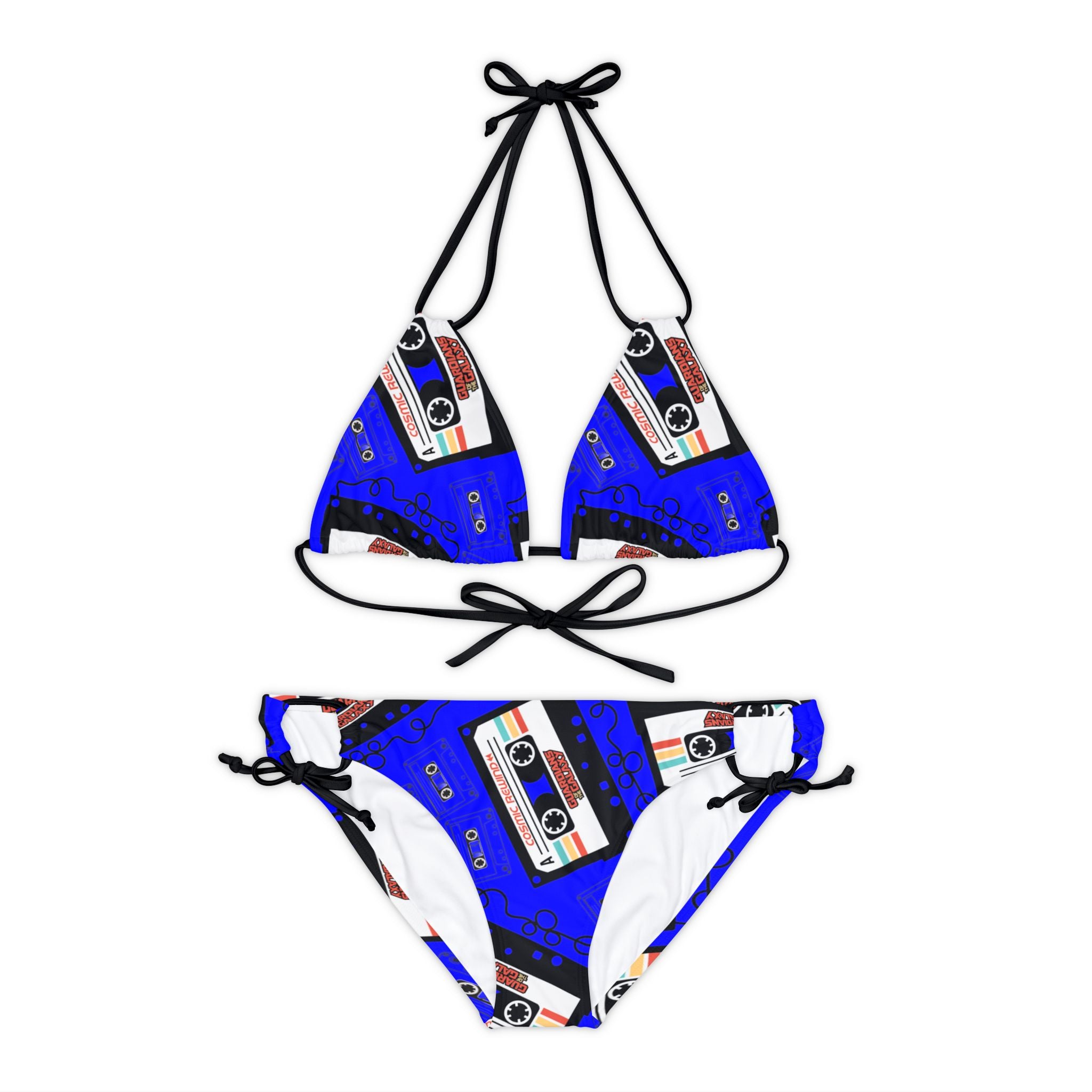 Strappy bikini set cosmic rewind cassette blue