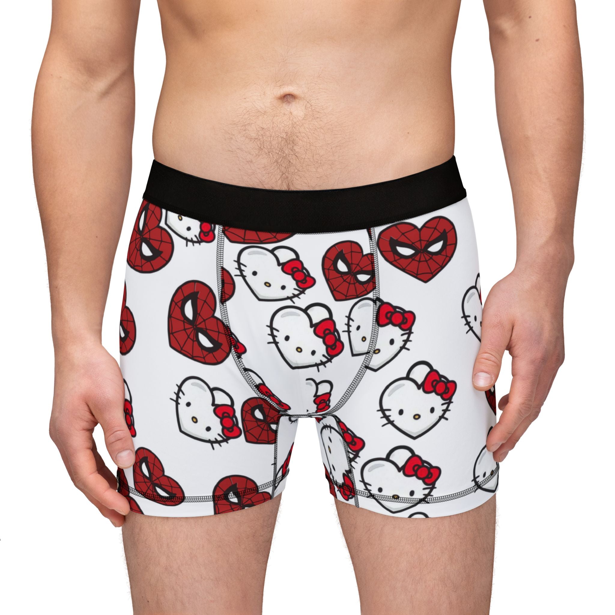 Men's boxers kitty spider heart shape white