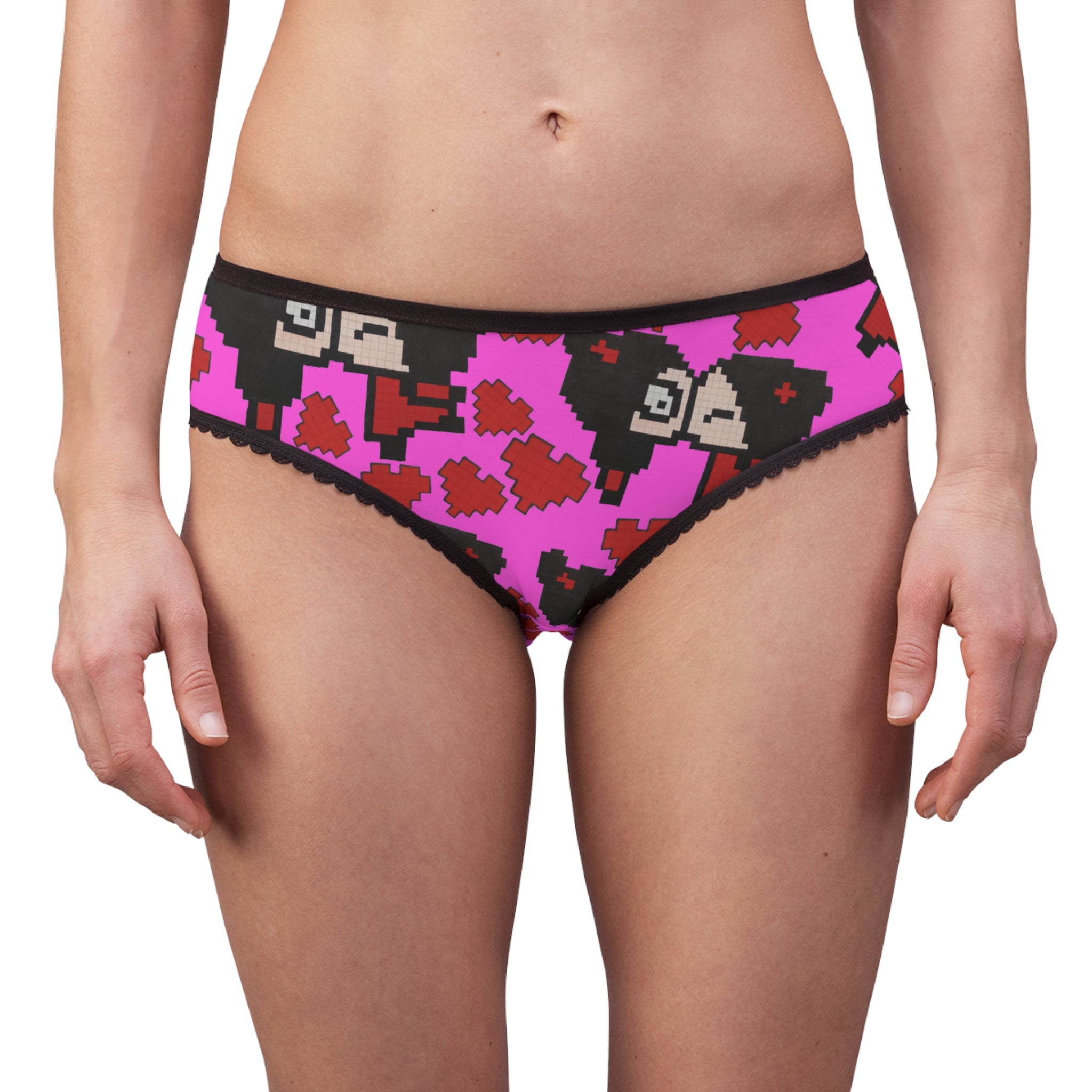 Women's briefs pixel pucca kiss heart pink