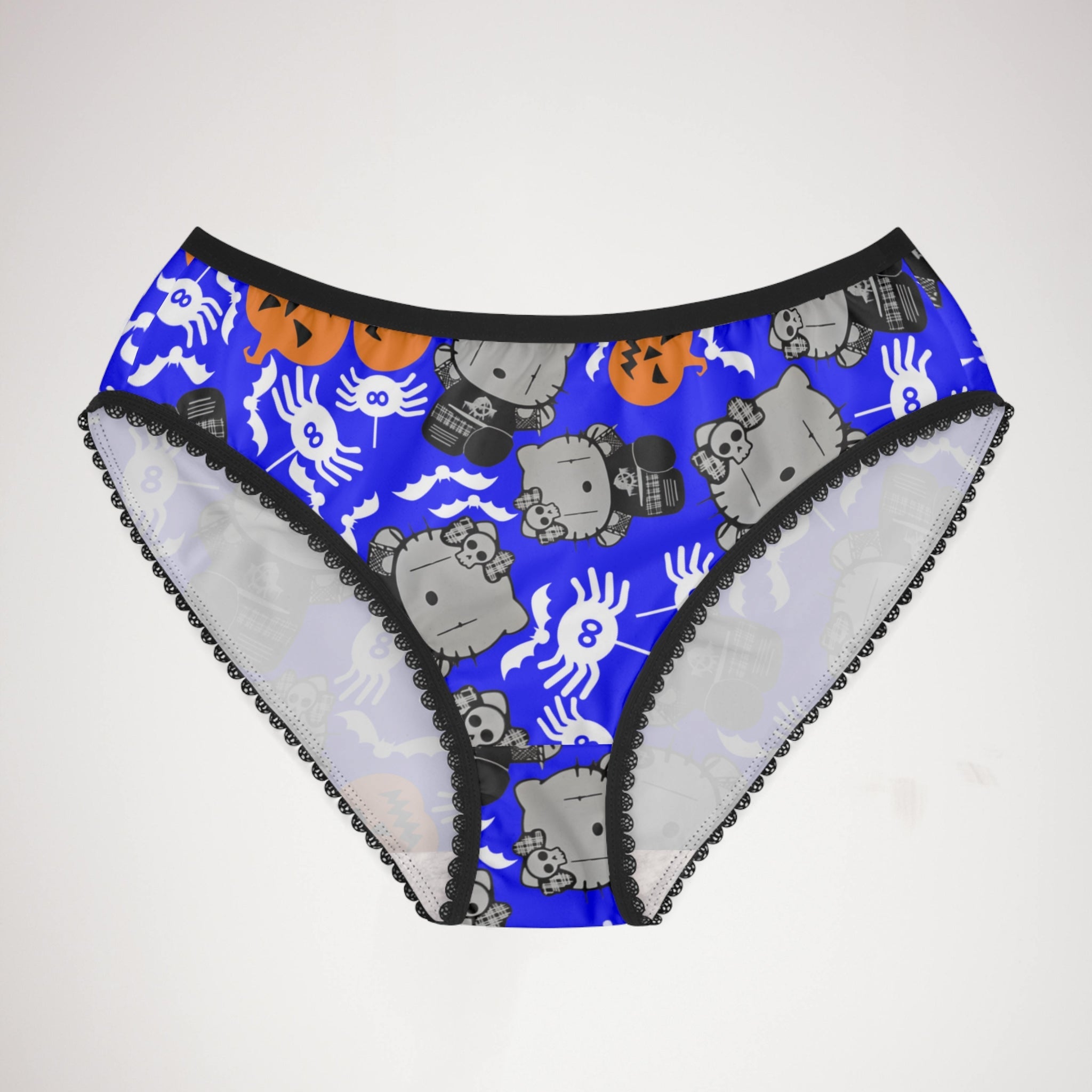 Women's briefs kitty blank pumpkin halloween blue