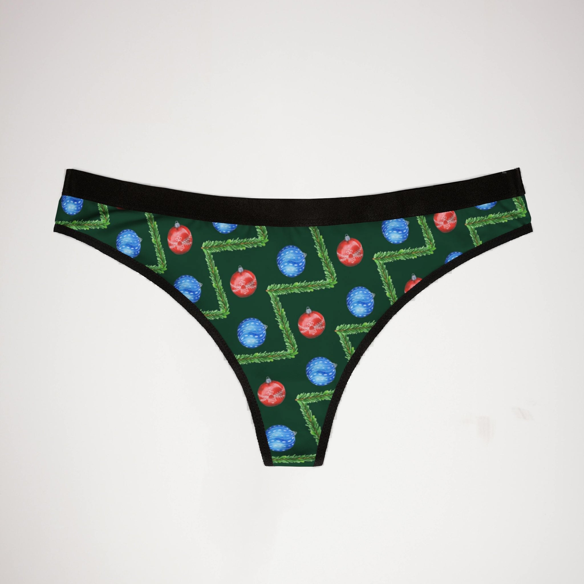 Women's thongs green christmas santa