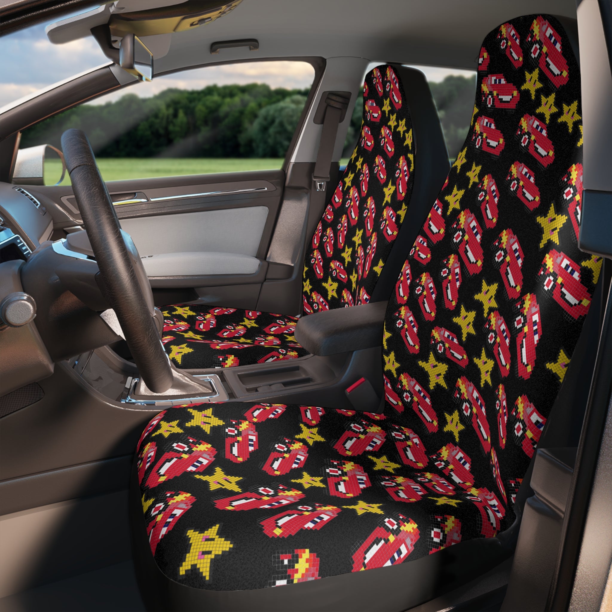 Car seat covers mcqueen stars black